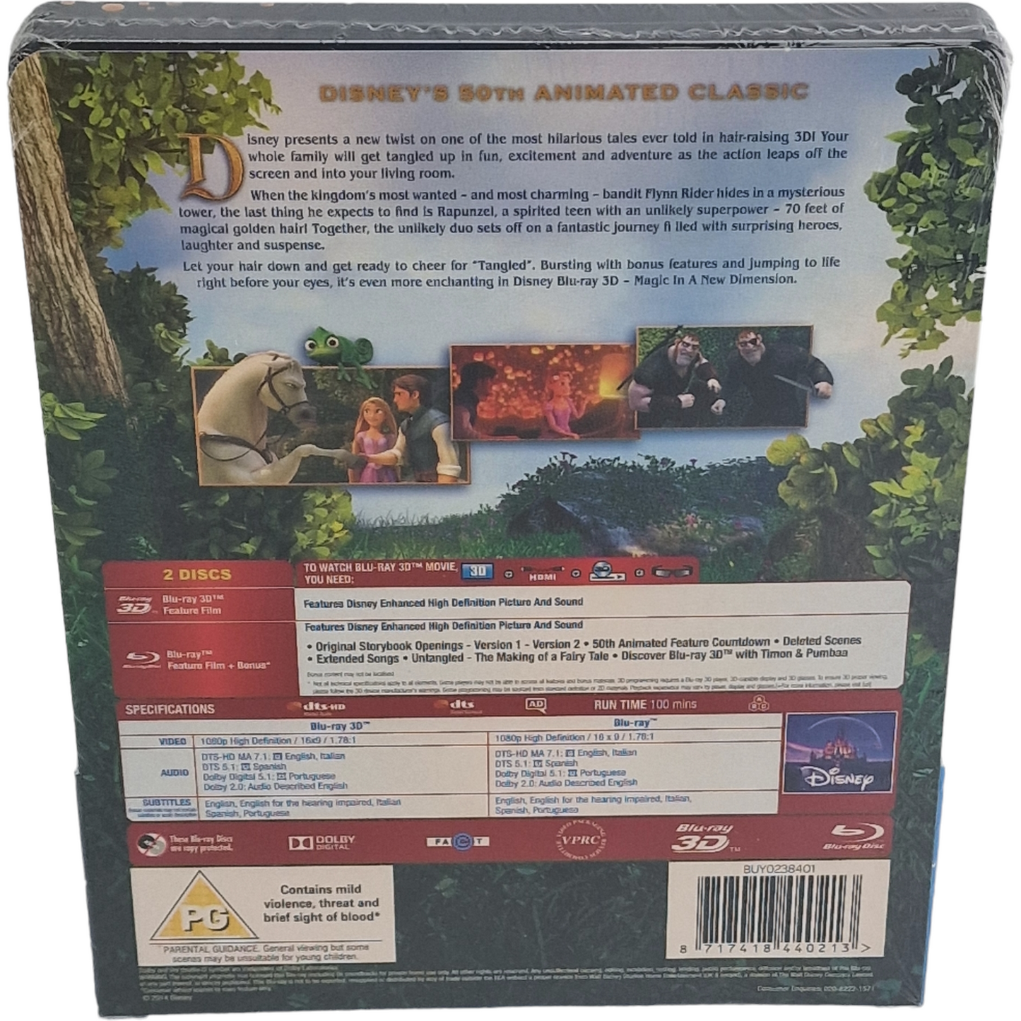 Tangled Disney Blu-ray 3D + 2D Steelbook Débossé Zavvi Limitée 2014 Zone Libre