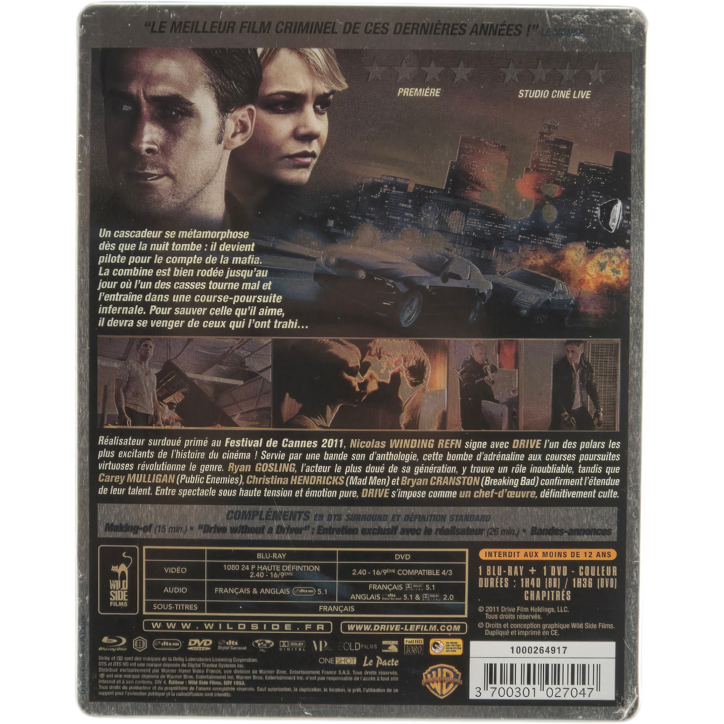 Drive SteelBook Blu-ray + DVD première édition Limitée Ryan Gosling 2012 Zone B