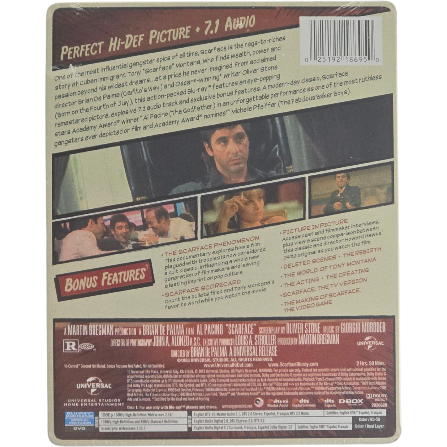 Scarface 1983 SteelBook Blu-ray + DVD + Digital HD Édition limitée 2013 Libre