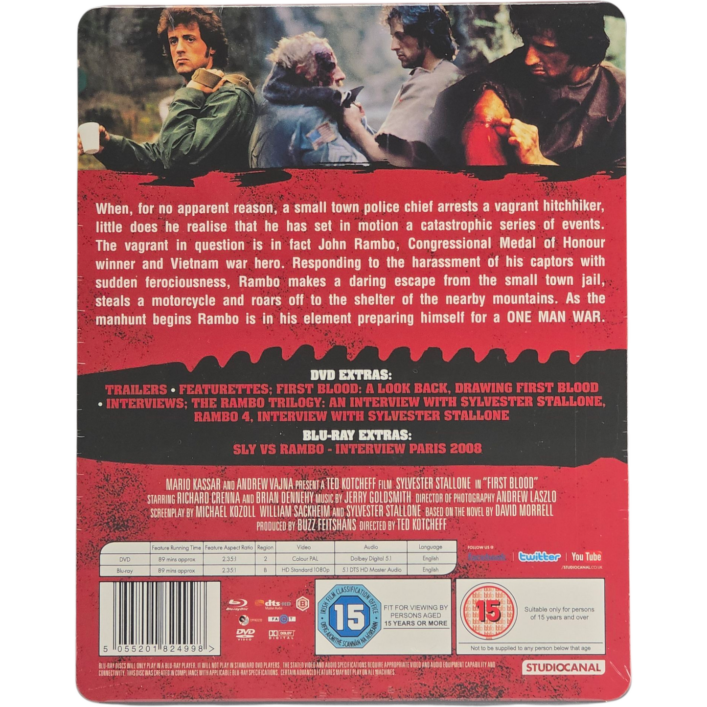 Rambo: First Blood SteelBook Blu-ray +DVD Zavvi édition limitée 2013 Zone Libre