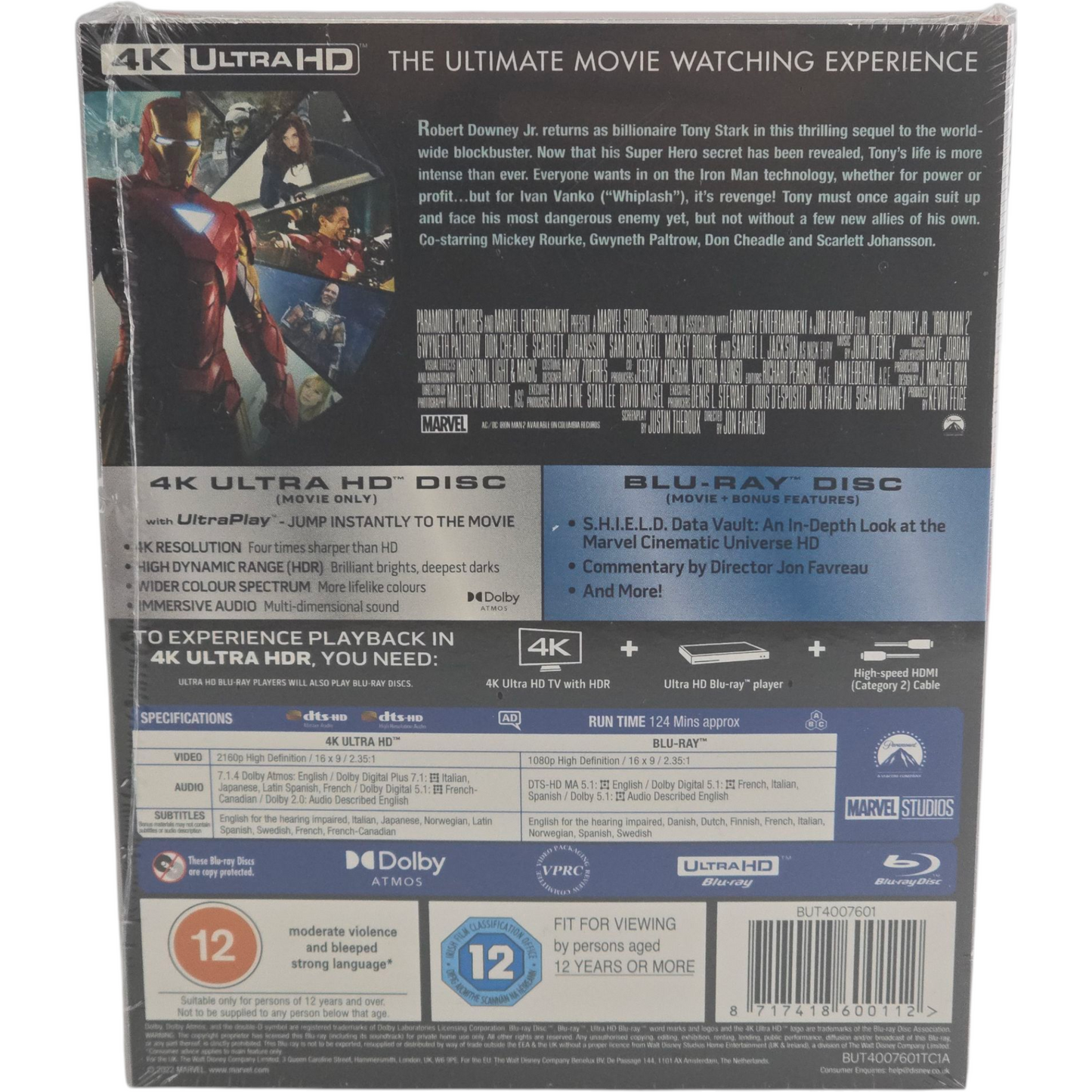 Iron Man 2 SteelBook 4K Ultra HD +Blu-ray Mondo X (Import UK )