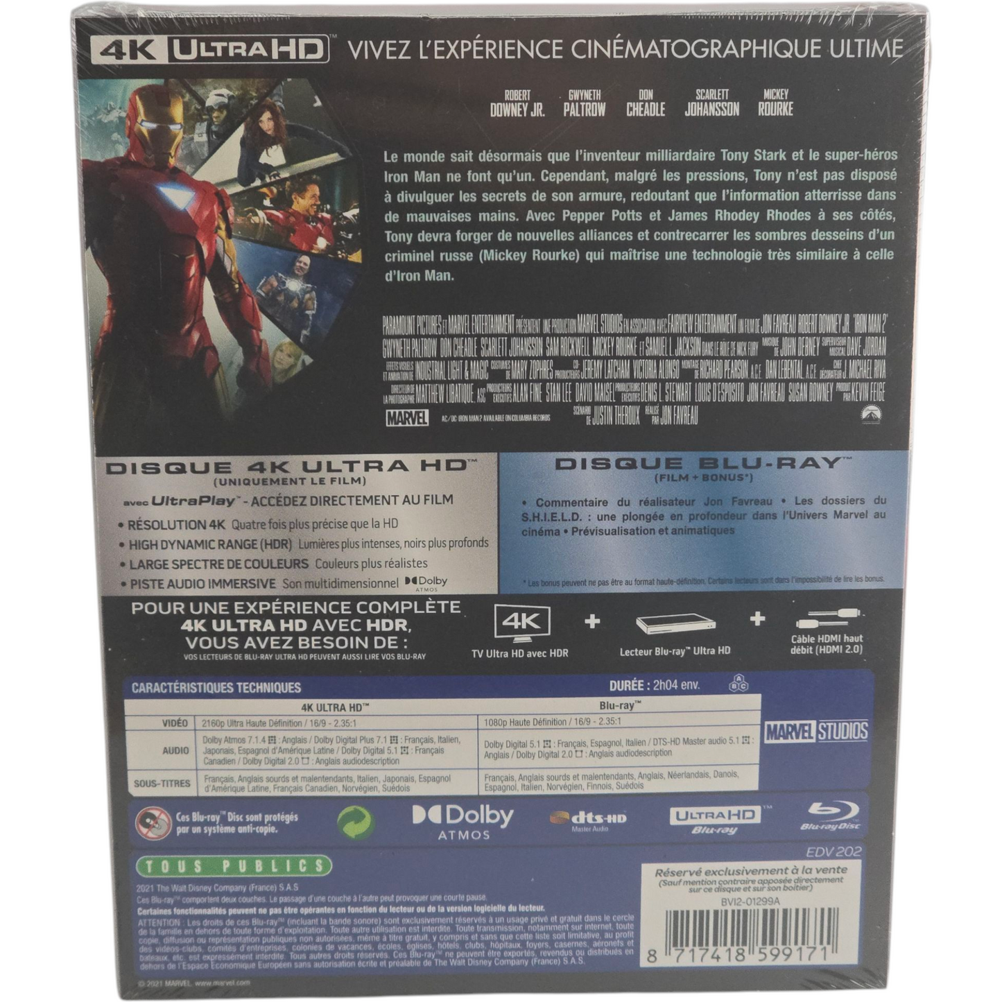 Iron Man 2 SteelBook 4K Ultra HD + Blu-ray Mondo X #048 (2010) Zone B