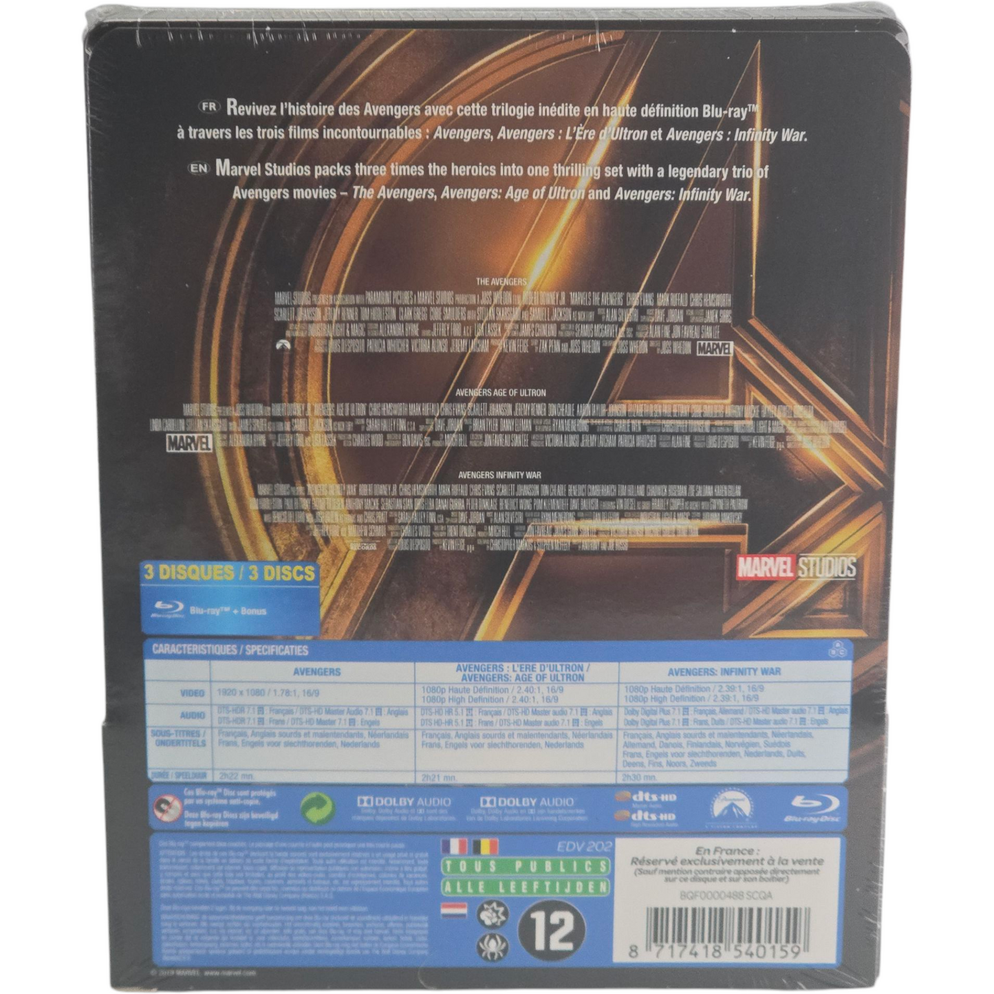 Avengers Avengers Coffret Trilogie 3 Films Blu-ray SteelBook 2014 Fnac Zone B