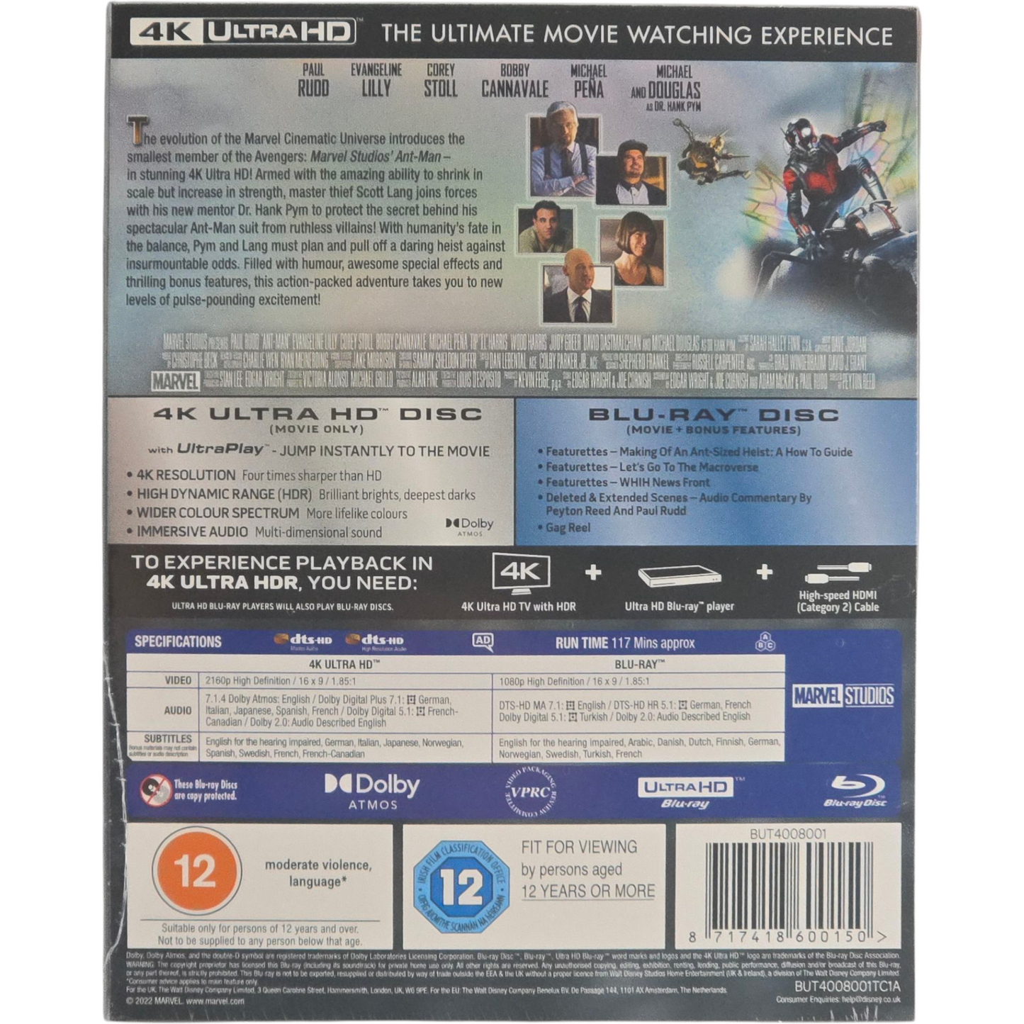 Ant-Man 2015 Paul Rudd 4K Ultra HD + Blu-ray Mondo X SteelBook Zavvi 2022 Zone B