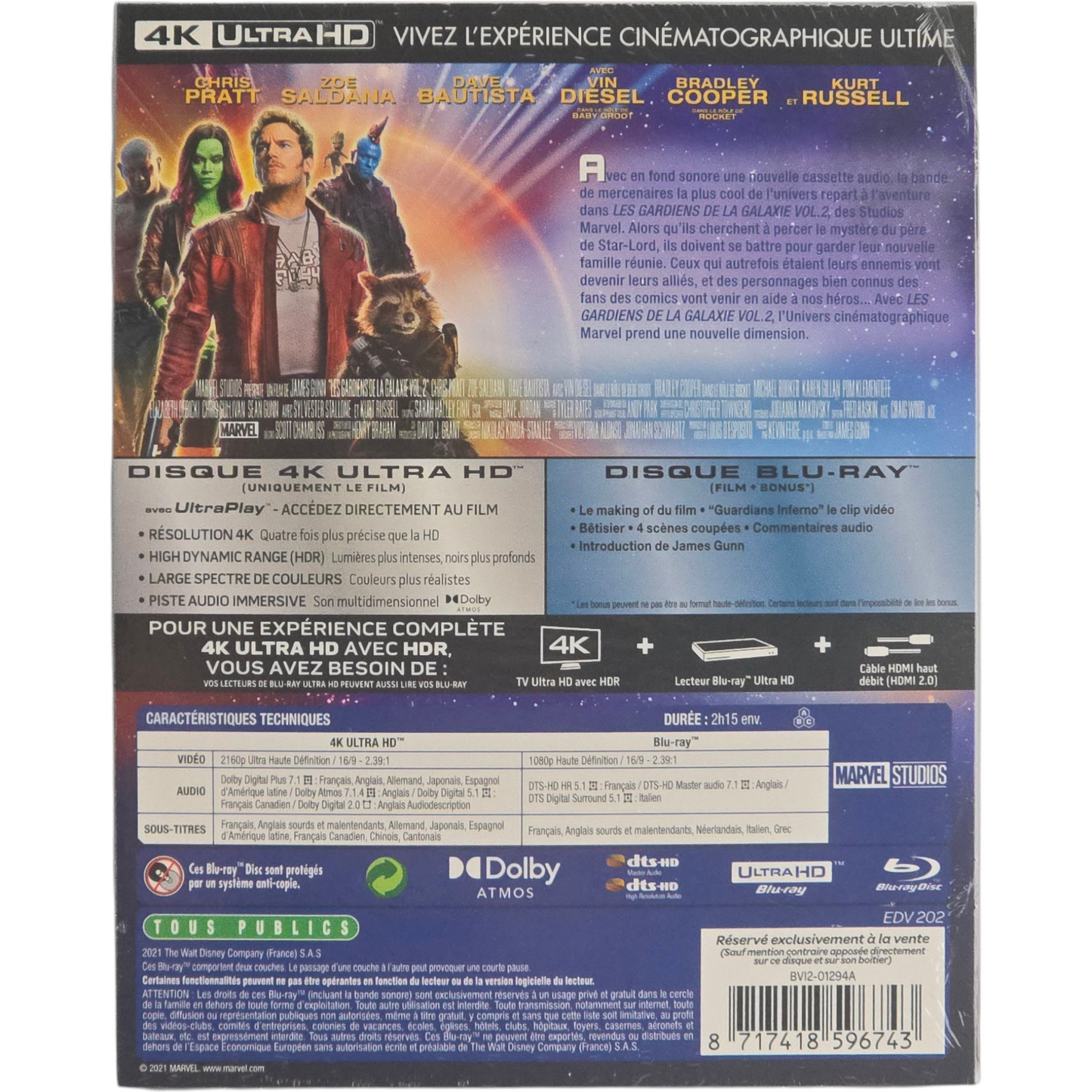 Les Gardiens de la Galaxie Vol. 2 SteelBook 4K Ultra HD +Blu-ray Mondo X Zone B