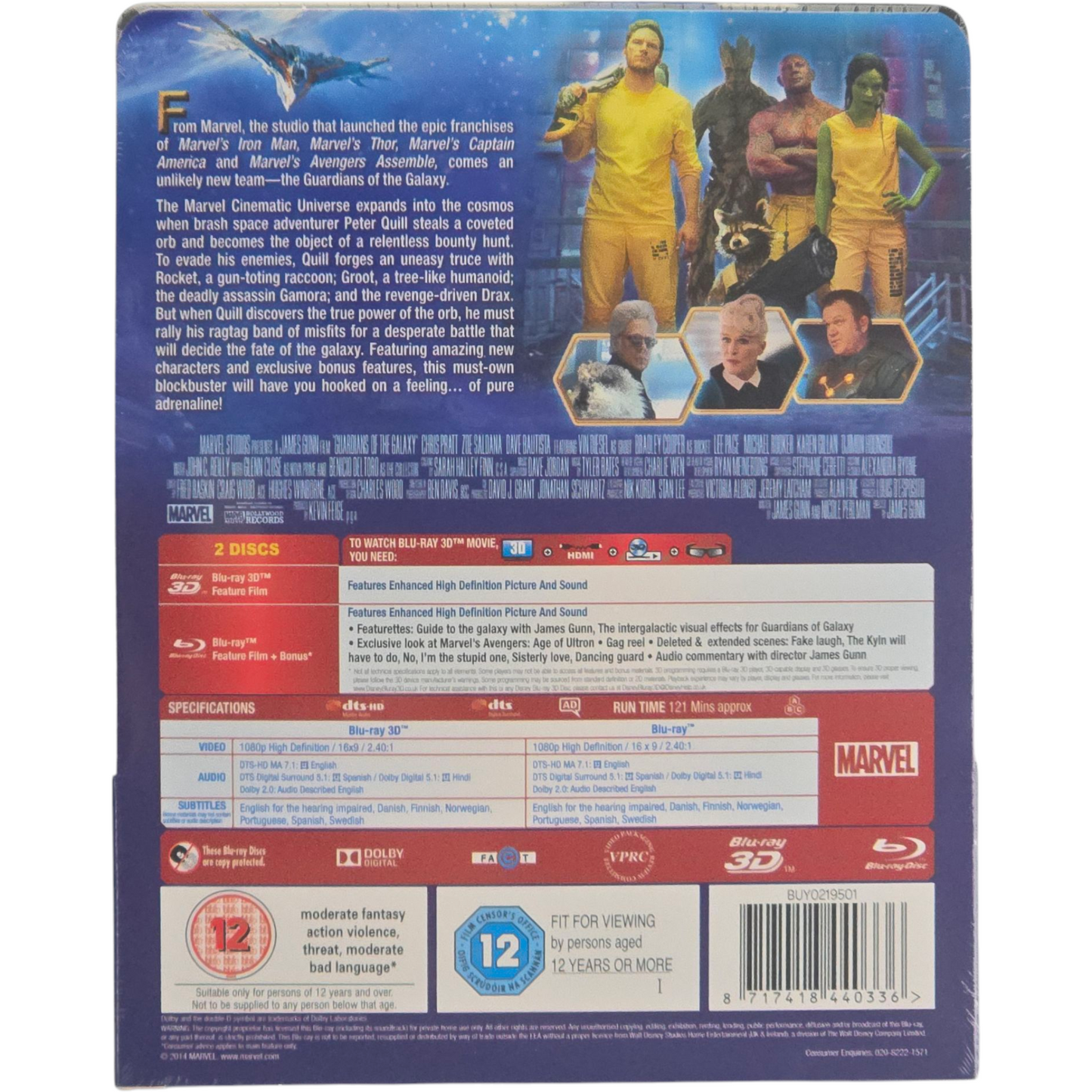 Les Gardiens de la Galaxie Blu-ray 3D + Blu-ray SteelBook Zavvi Limitée Libre