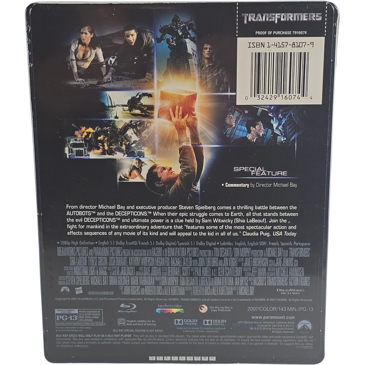 Transformers 2007 Blu-ray SteelBook Best Buy Exclusive 2014 Zone A
