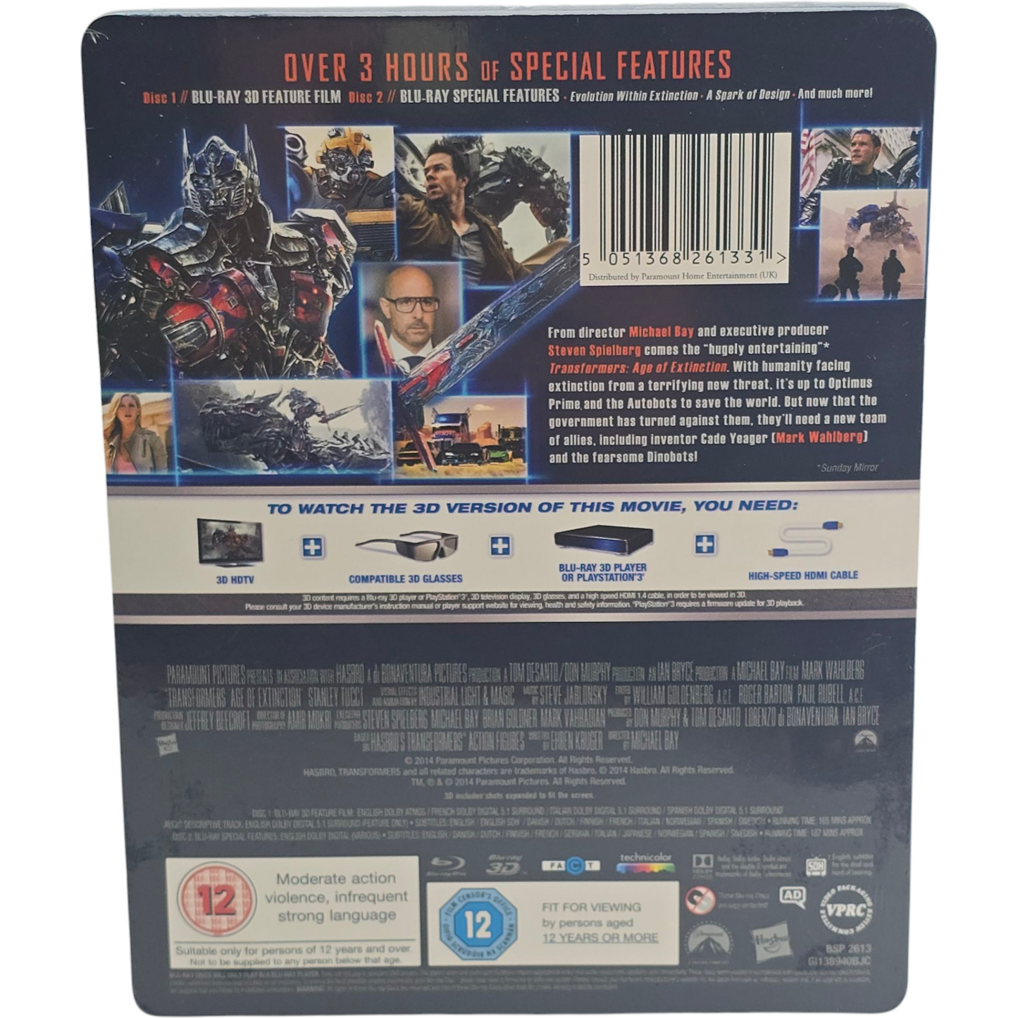 Transformers: Age of Extinction 3D Blu-ray SteelBook Débossé Zavvi 2000 éx B