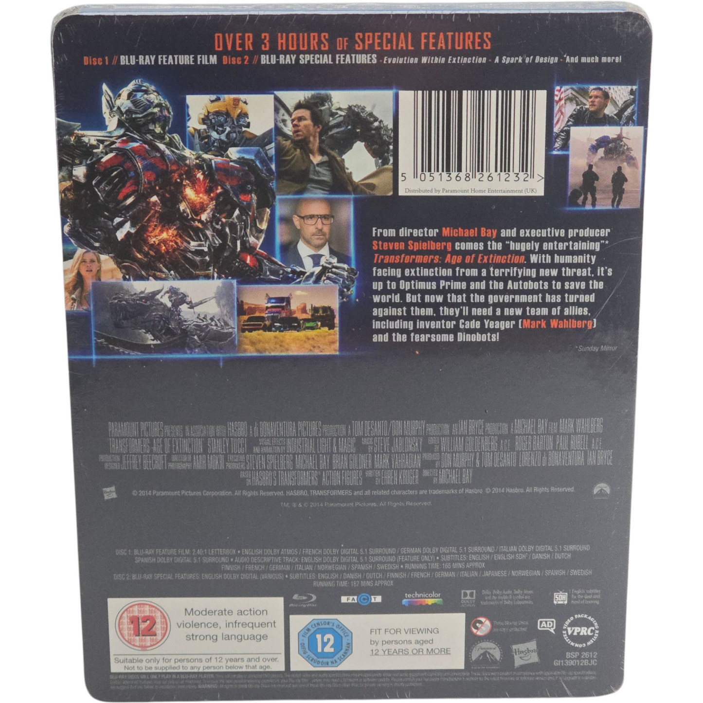Transformers 4: Age of Extinction Blu-ray +DVD Steelbook Débossé Mark Wahlberg B