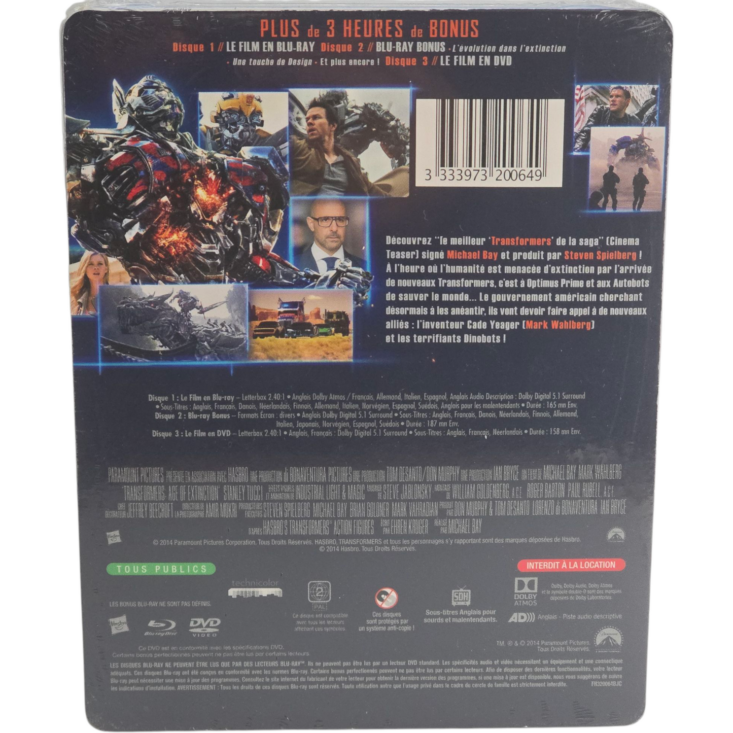 Transformers 4 :Age of Extinction SteelBook Débossé Blu-ray + DVD Limitée Zone B