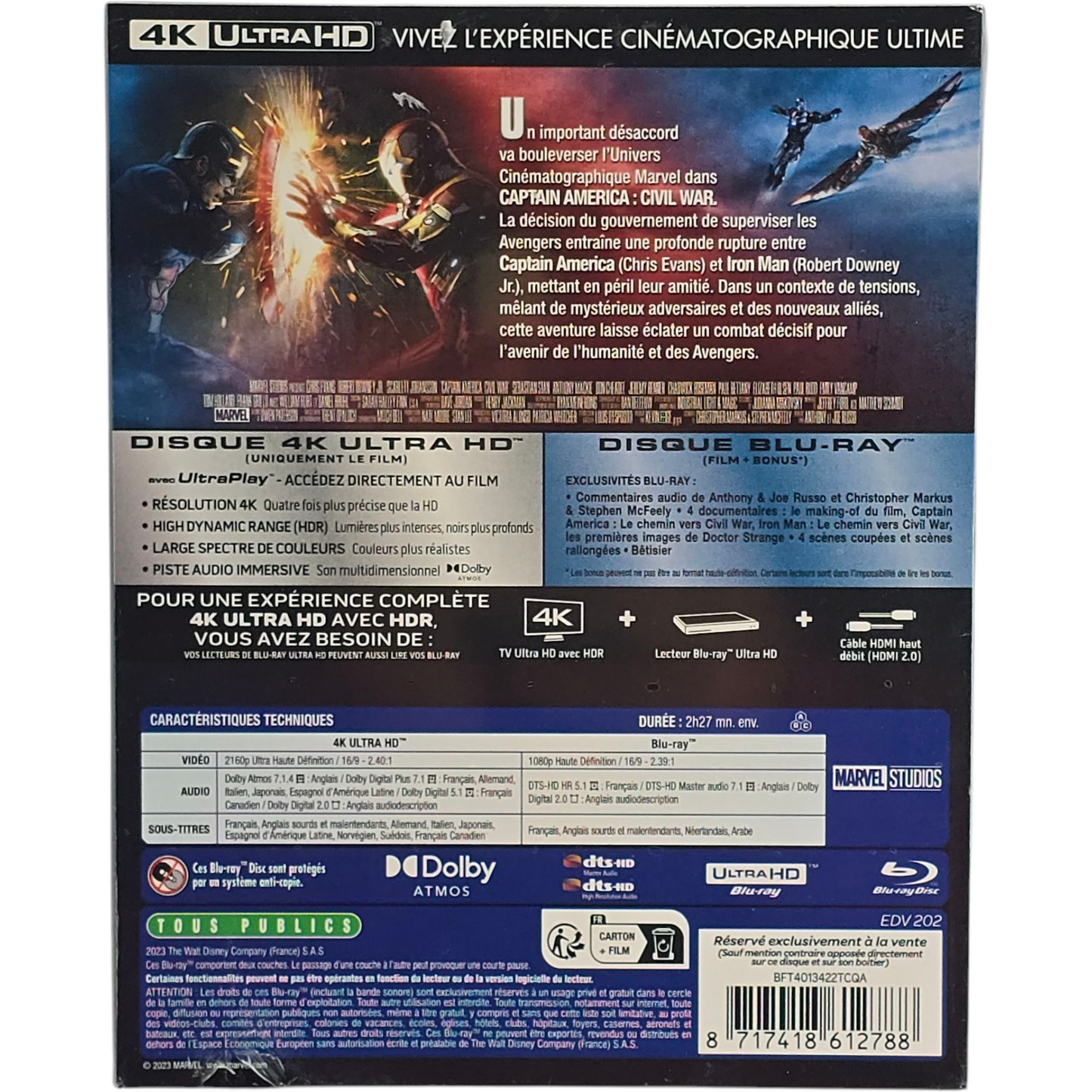 Captain America : Civil War SteelBook 4K Ultra HD + Blu-ray Mondo X #057 Zone B