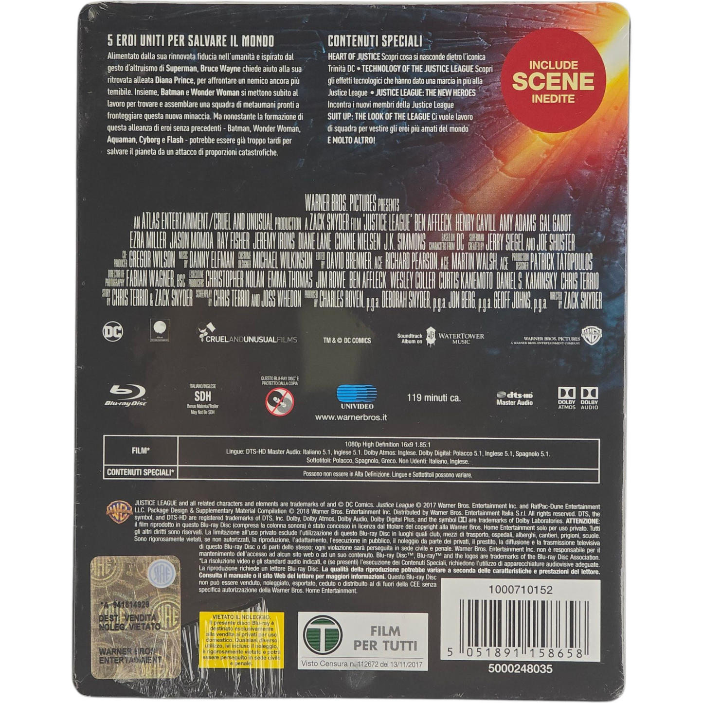 Justice League Zack Snyder Blu-ray SteelBook Débossé Ben Affleck B
