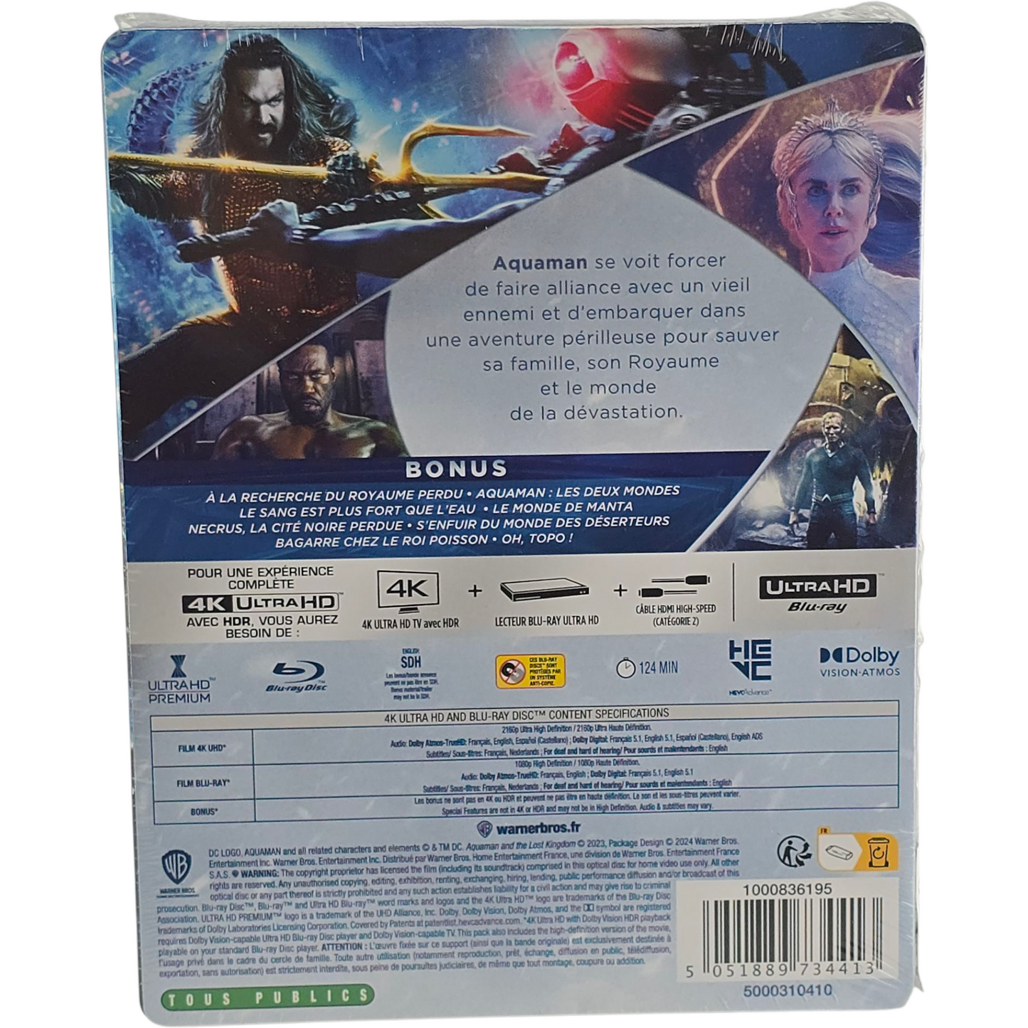 Aquaman et le Royaume perdu : SteelBook 4K Ultra HD + Blu-ray Fnac Region B