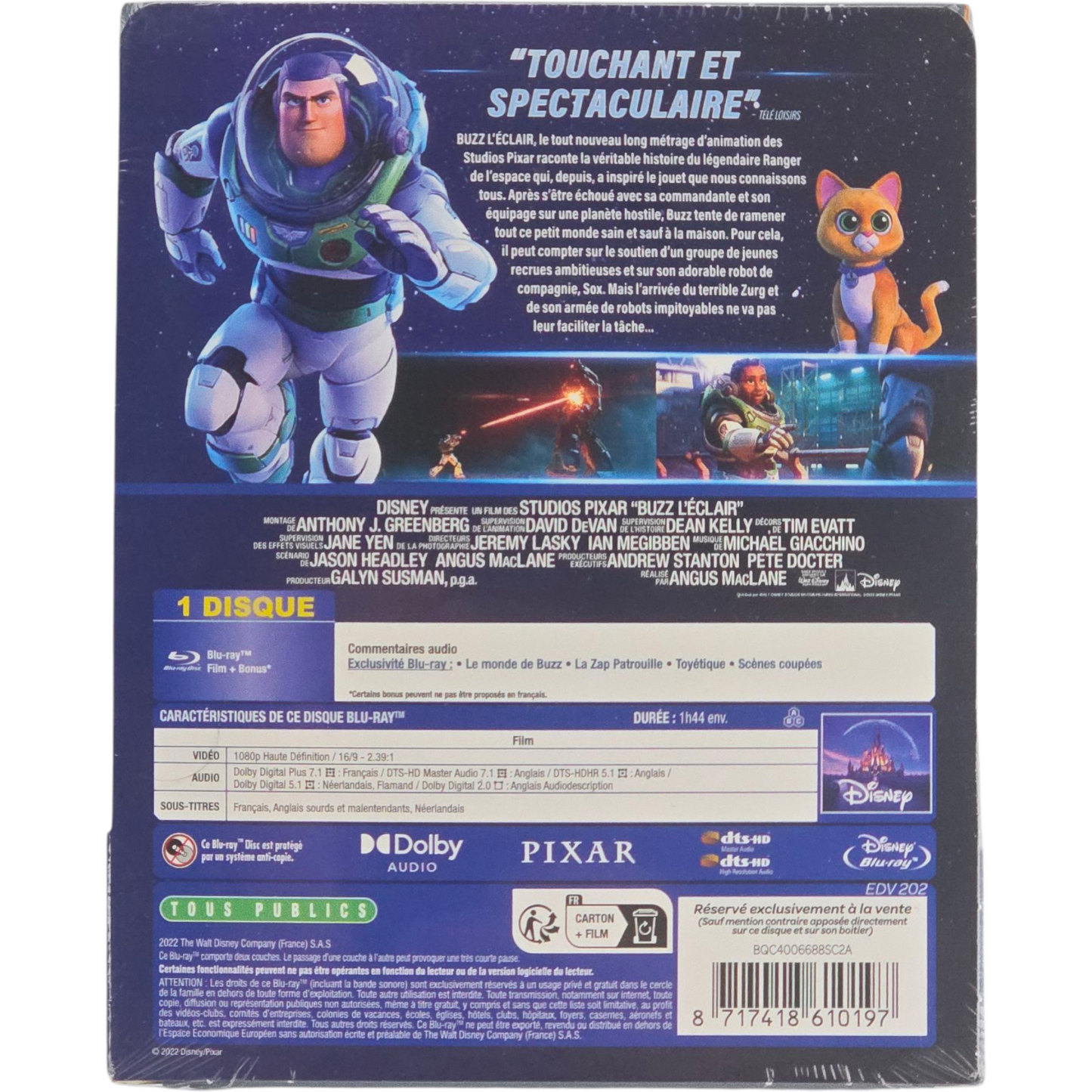 Buzz L’Éclair Blu-ray + DVD Steelbook Disney Collector Fnac + Livret 140 pages B