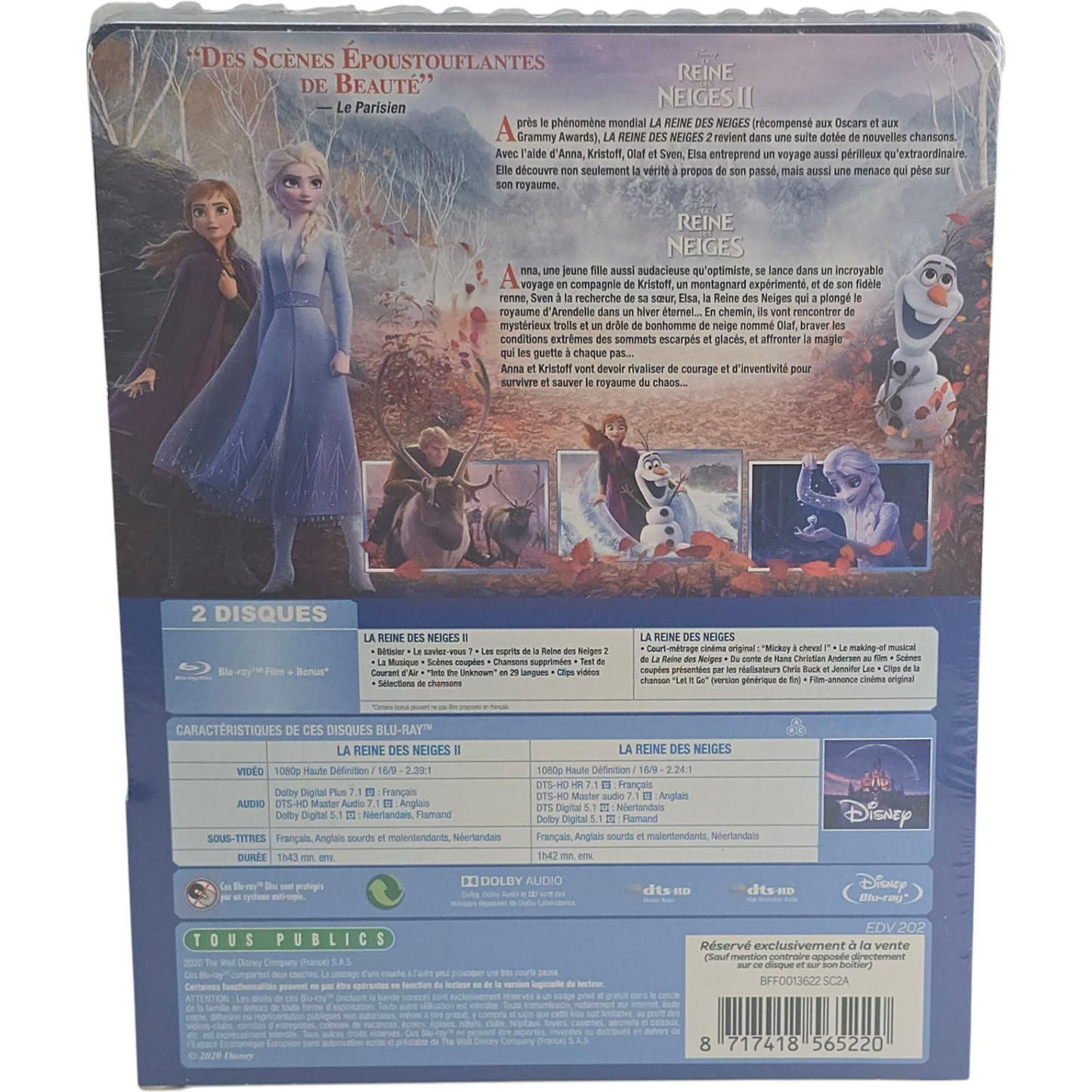 La Reine des Neiges 1+2 Disney Blu-ray SteelBook Fnac Exclusive limitée Region B