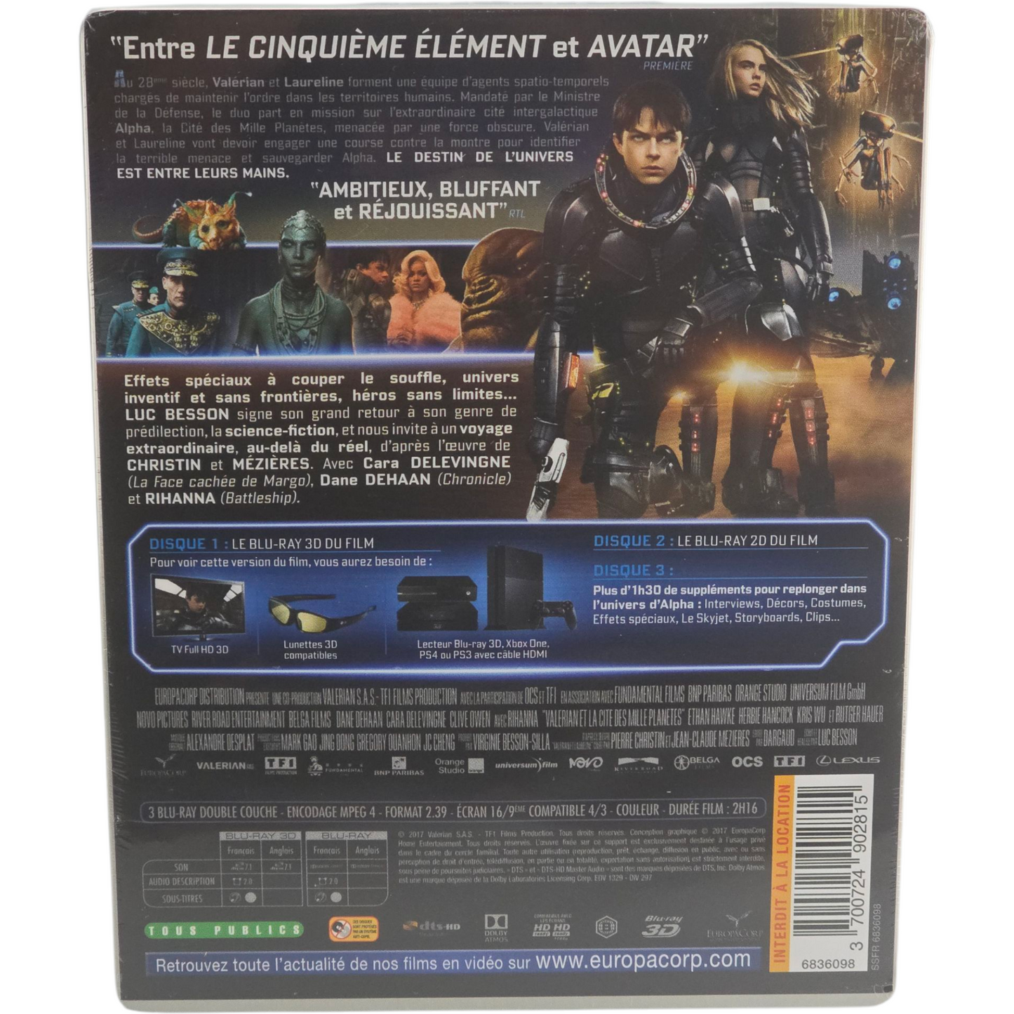 Valérian et la Cité des Mille Planètes SteelBook Blu-ray 3D + 2D + Bonus Zone B