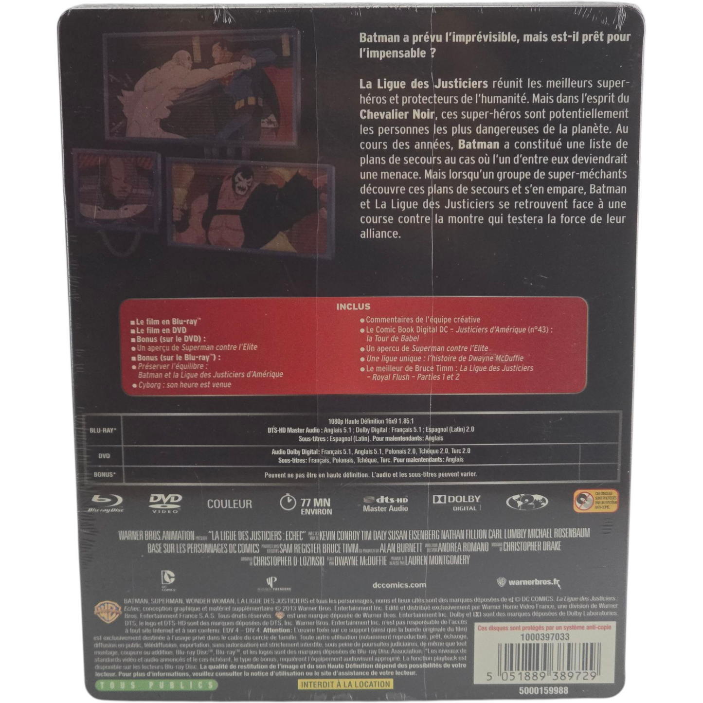 La Ligue des Justicier -Echec SteelBook Blu-ray+DVD limitée 2013 Zone Libre