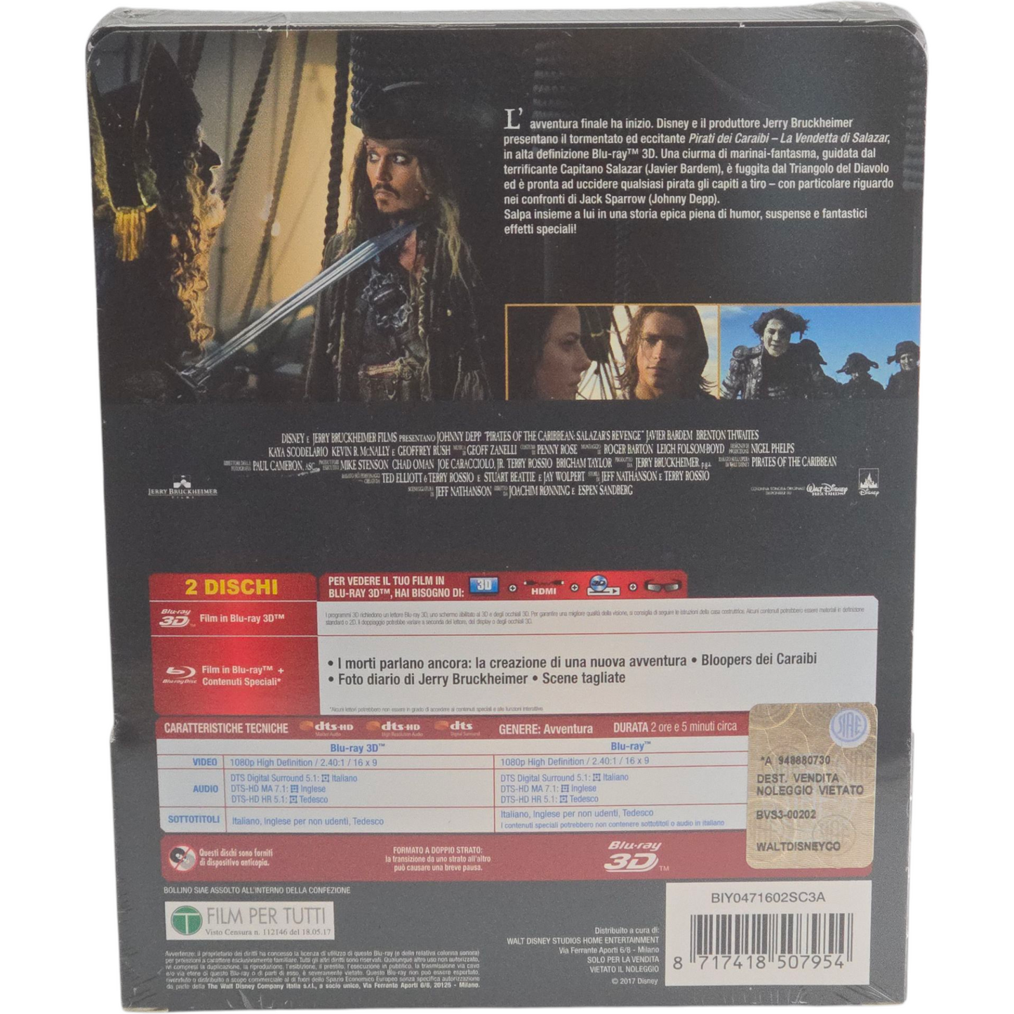 Pirates des Caraïbes : La revanche de Salazar Blu-ray 3D+ 2D Steelbook Débossé