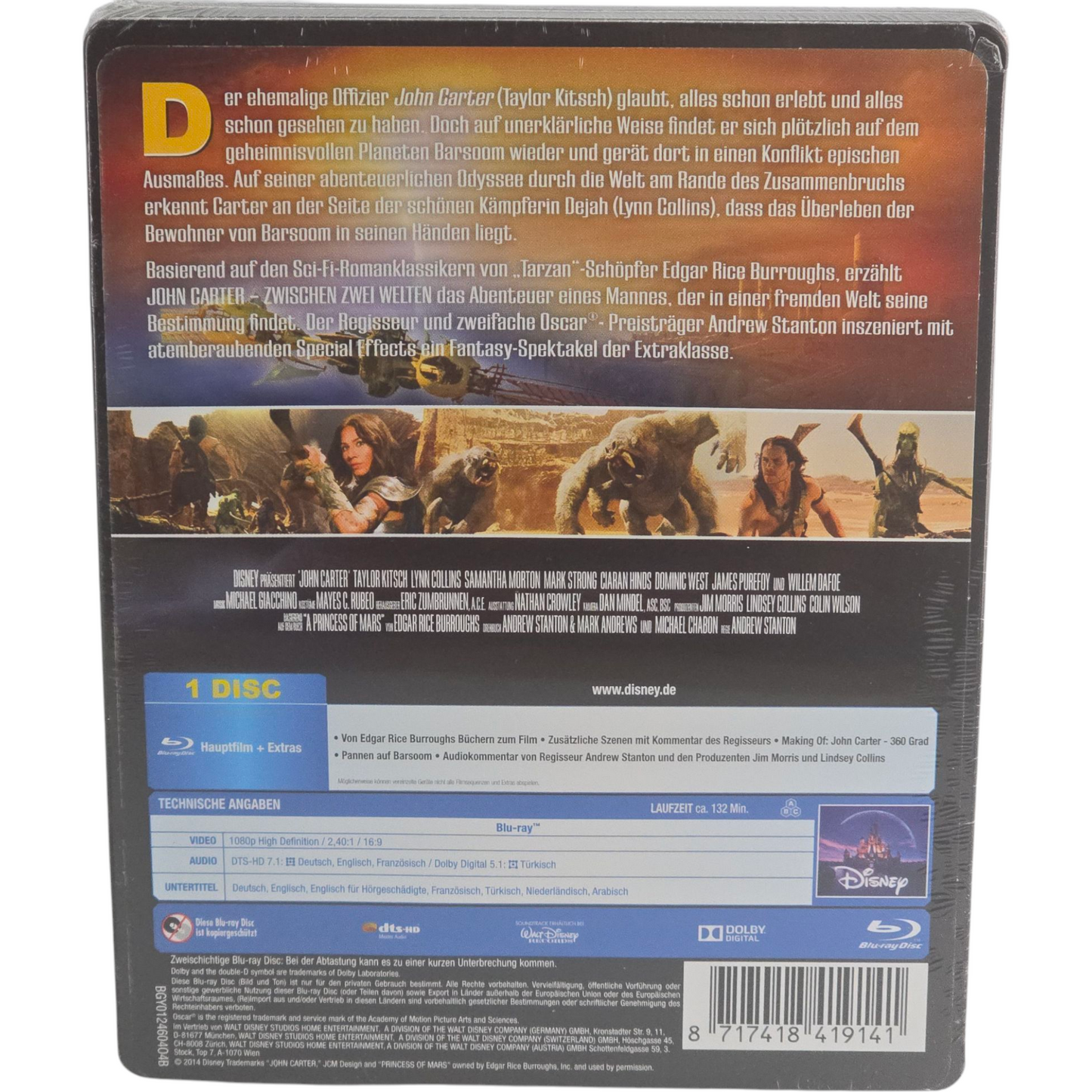 John Carter: Entre 2 Mondes Blu-ray SteelBook Stanton 2014 Disney Zone Libre