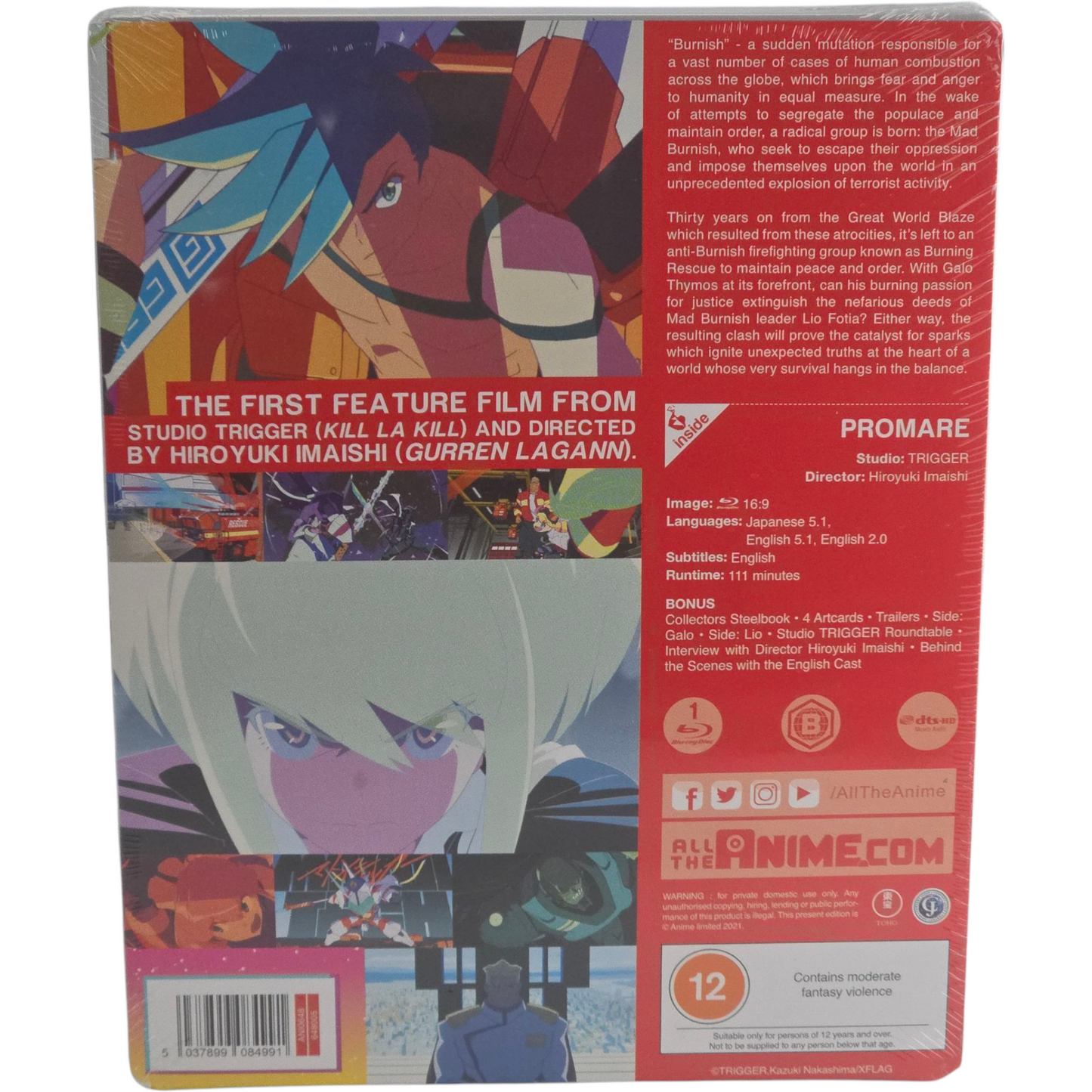 Promare Anime Blu-ray SteelBook Zavvi édition Limitée Hiroyuki Imaishi Zone B