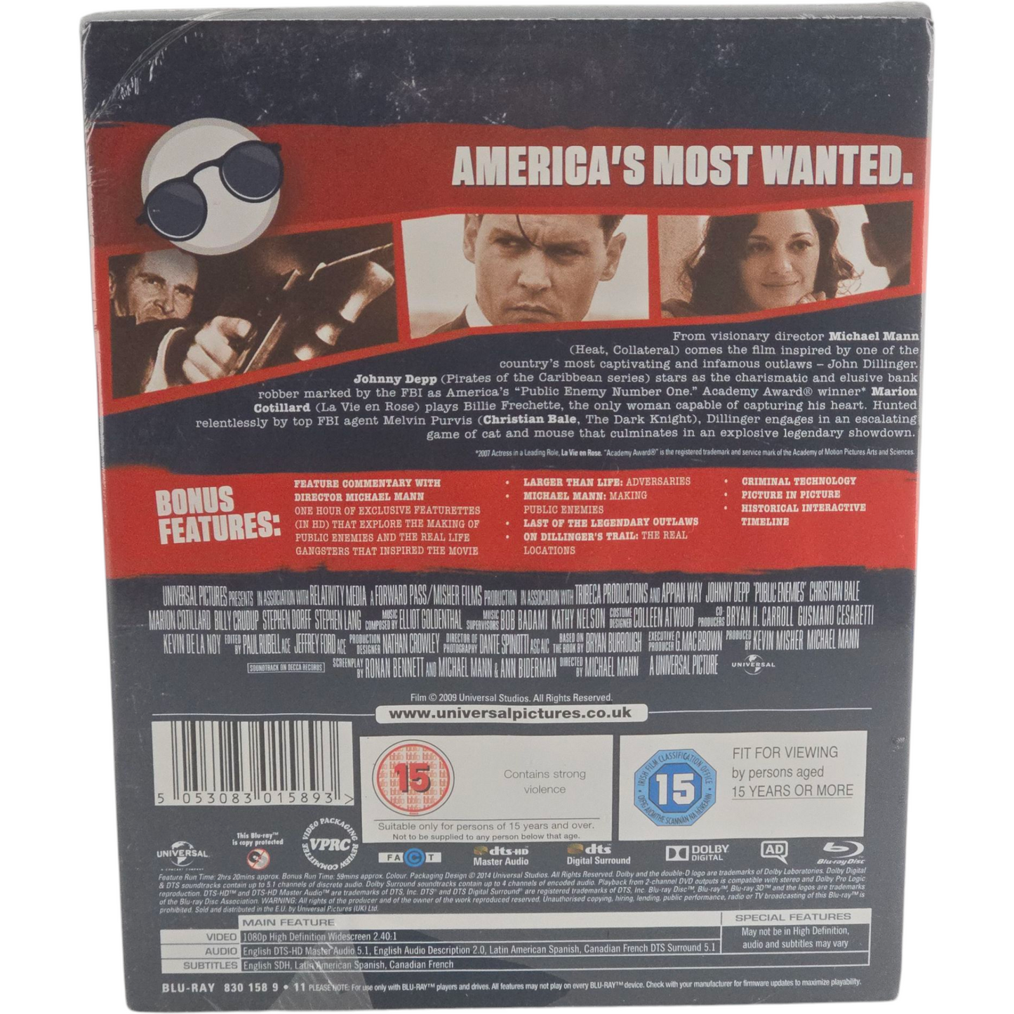 Public Enemies  Blu-Ray  Steelbook HMV Futurepak  Johnny Depp  2014 Zone Libre