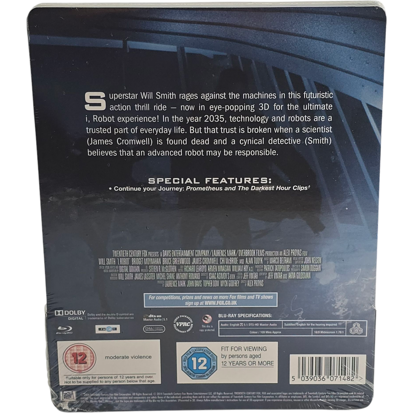 I, Robot Blu-ray 3D + Blu-ray SteelBook Zavvi Débossé 3000 Ex 2014 Libre