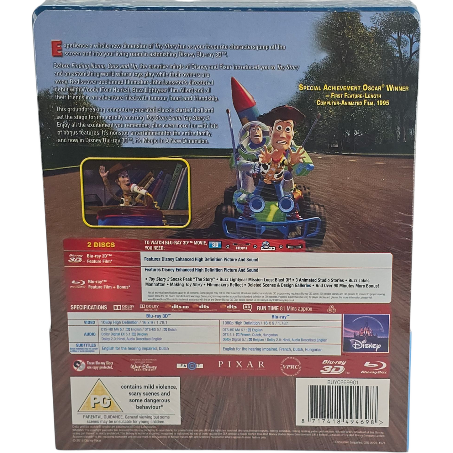 Toy Story Disney Blu-ray 3D + 2D Steelbook Lenticular Zavvi Limitée 2016 Zone B