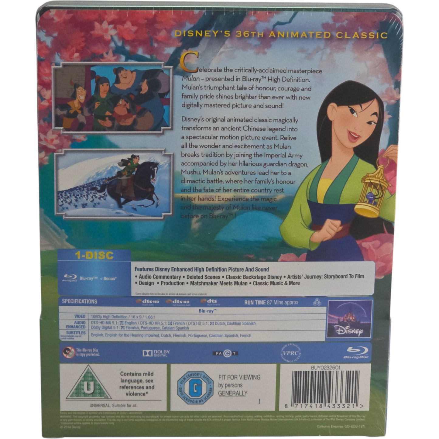 Mulan Blu-ray SteelBook Débossé Zavvi édition Limitée Disney Collection Zone Libre