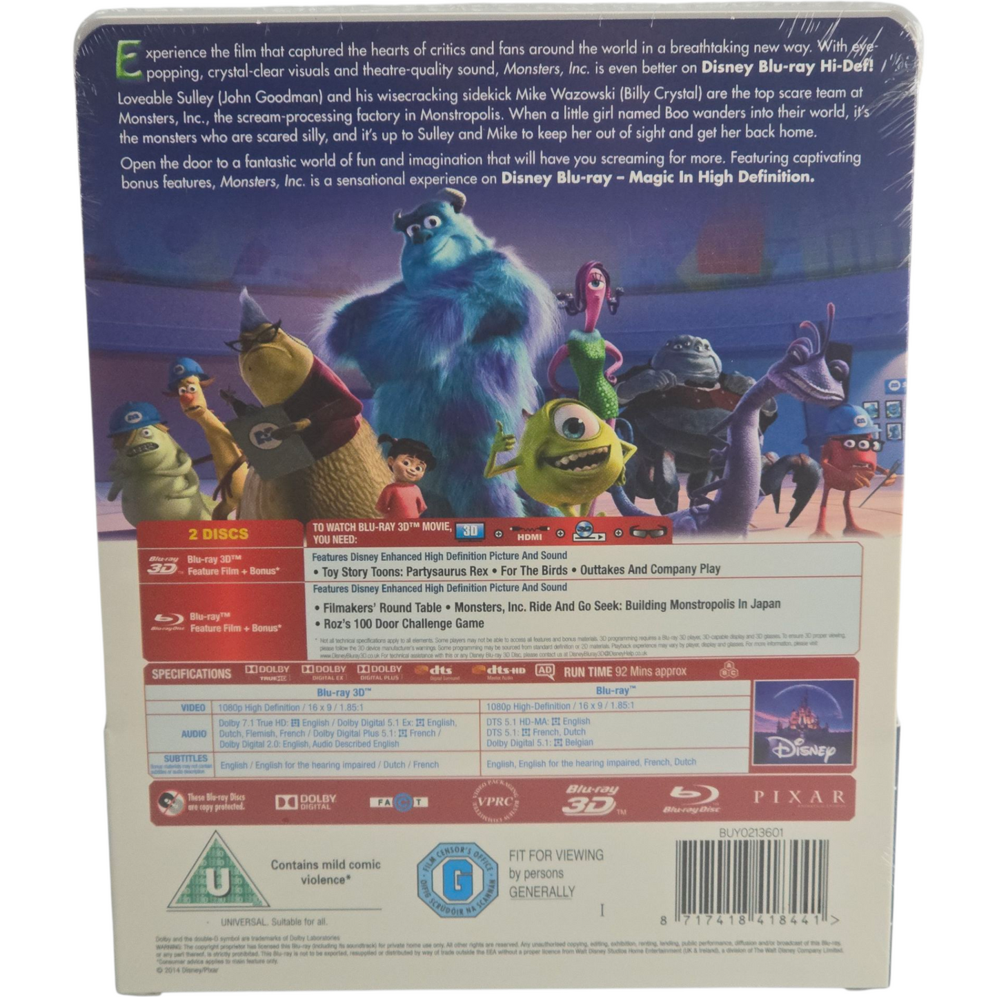 Monsters, Inc.Blu-ray 3D + Blu-ray SteelBook Zavvi Ltd Collection Pixar #6 Libre