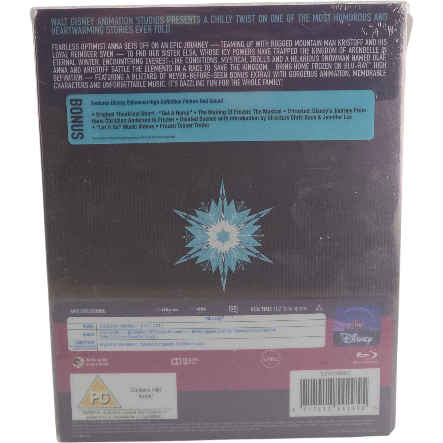 Frozen SteelBook Blu-ray (Import UK, Edition Collection, VO/ST, Bonus)