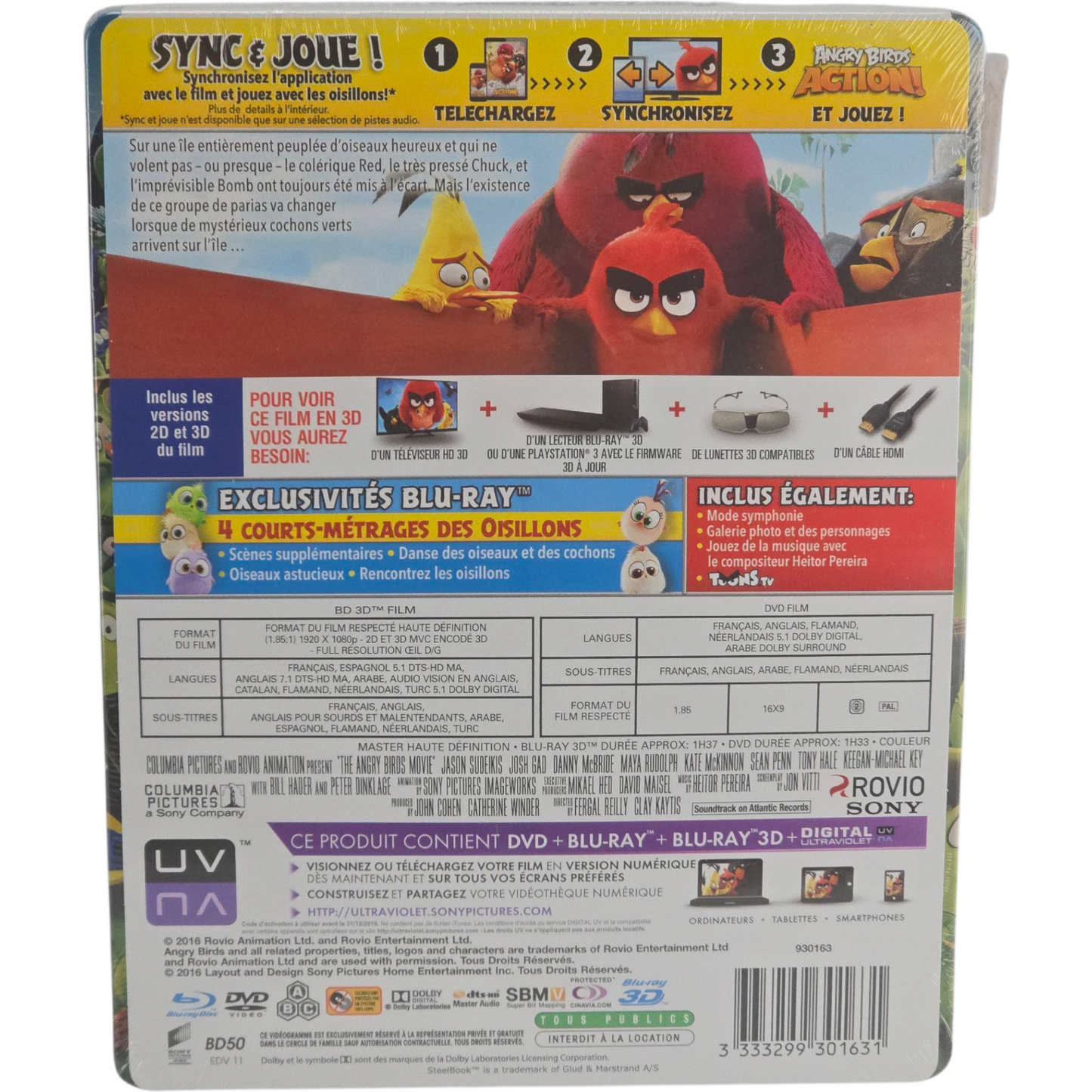 The Angry Birds Movie Blu-ray 3D +2D + DVD Steelbook Fnac Limitée Zone Libre