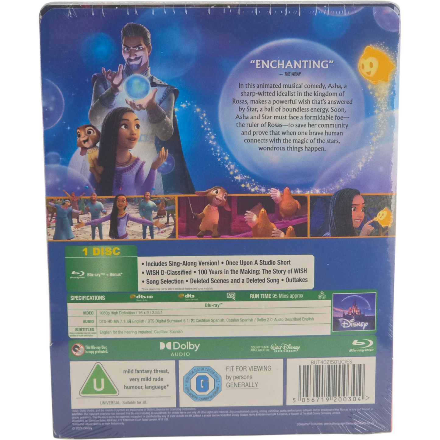 Wish Blu-ray Steelbook Disney Buena Vista Ariana DeBose, Chris Pine 2023 B