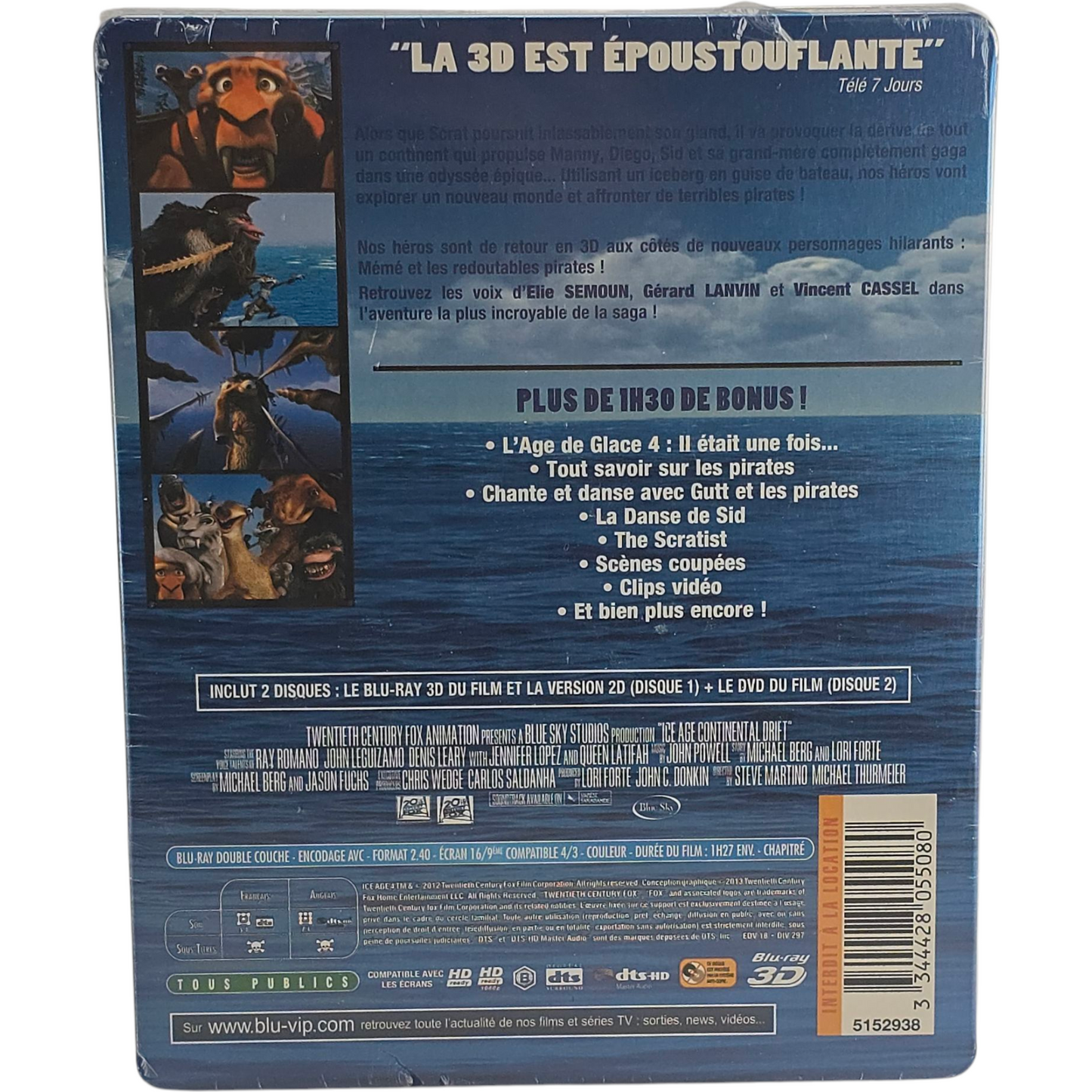 L'Age de Glace 4:Dérive des Continents 3D Blu-ray+2D+DVD SteelBook lenticulair B