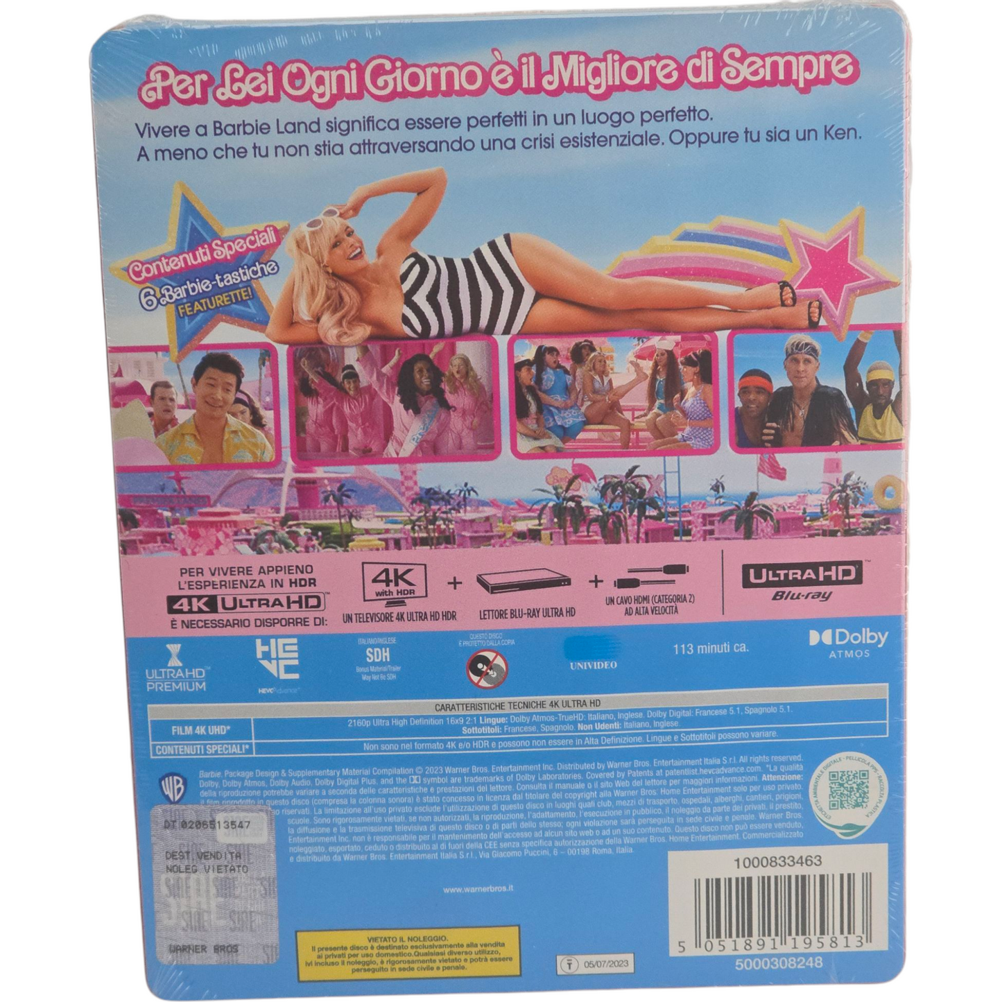 Barbie 4K Ultra HD + Blu-ray Steelbook Margot Robbie, Ryan Gosling,Zone Libre