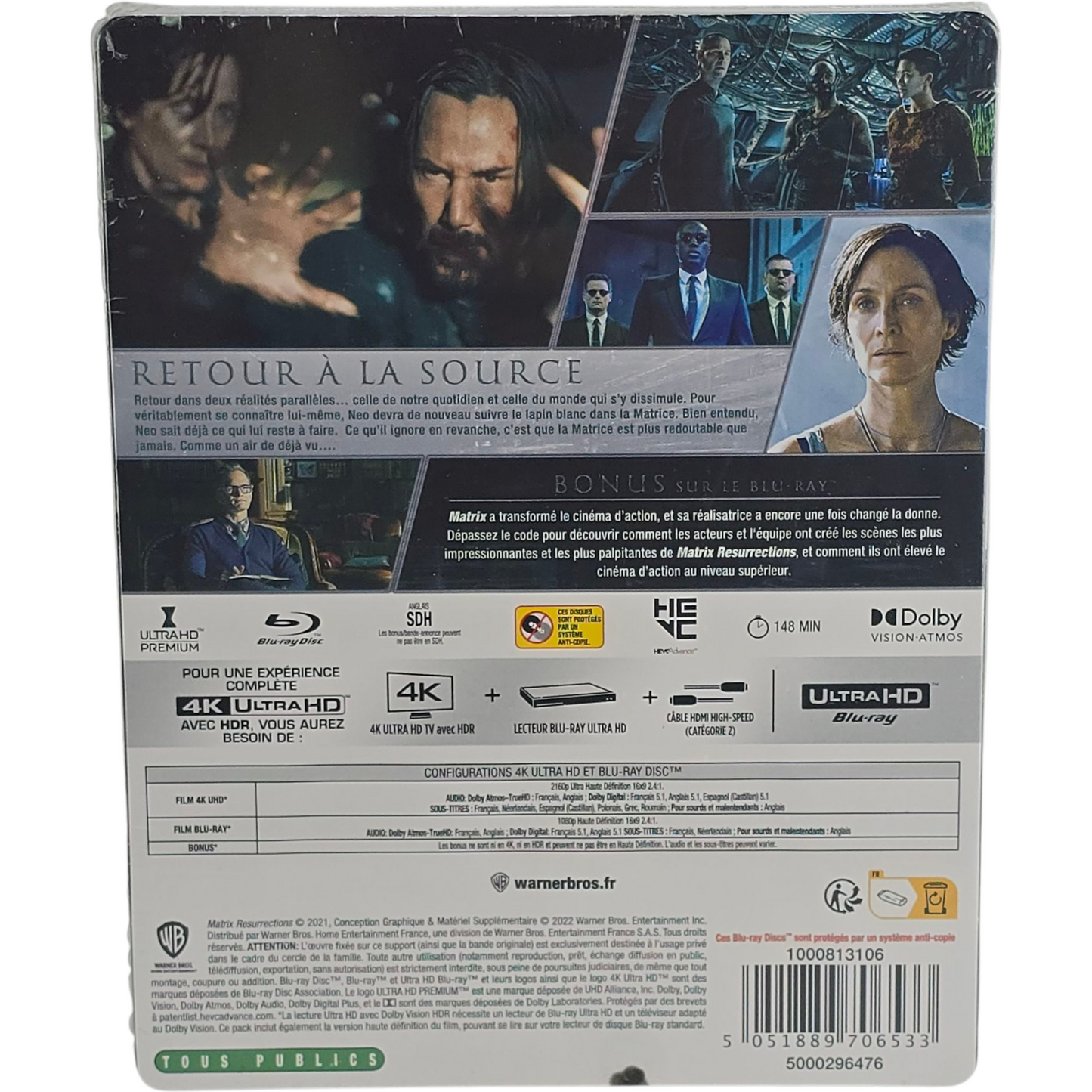 The Matrix Résurrections 4K Ultra HD + Blu-ray Steelbook Édition Limitée Libre