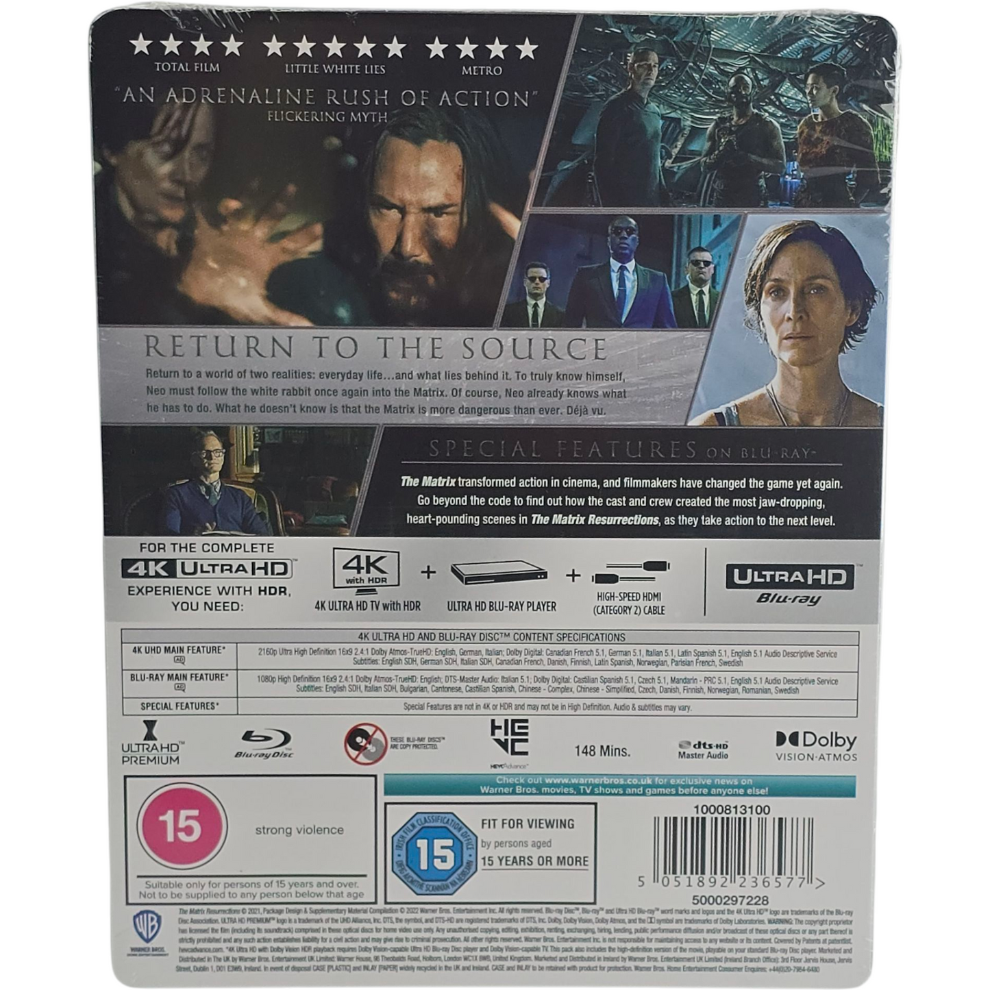 Matrix Resurrections 4K Ultra HD + Blu-ray SteelBook Zavvi Keanu Reeves Zone B