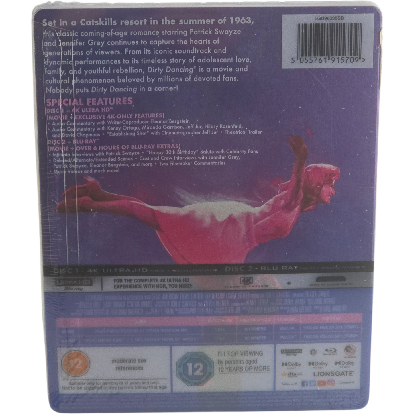 Dirty Dancing 4K Ultra HD + Blu-ray Steelbook Jennifer Grey, Patrick Swayze B