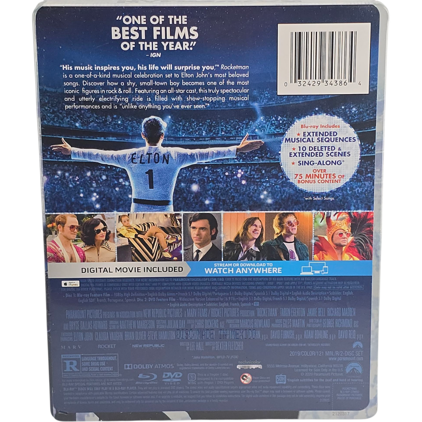 Rocketman Taron Egerton Blu-ray + DVD + Digital HD Steelbook 2019 Region A