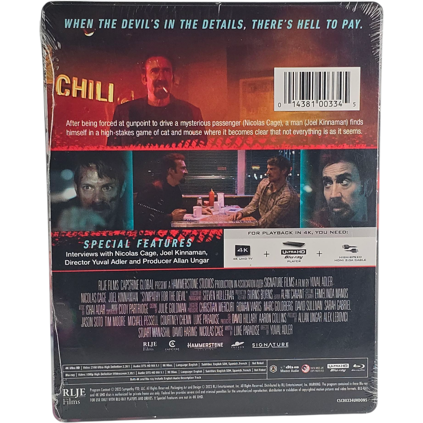 Sympathy for the Devil SteelBook 4K Ultra HD + Blu-ray +HD  Nicolas Cage  Zone A