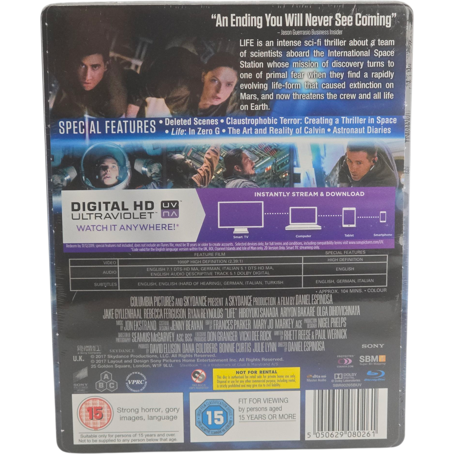 Life Blu-ray Steelbook Blu-Ray Jake Gyllenhaal , Ryan Reynolds, 2017 Region B