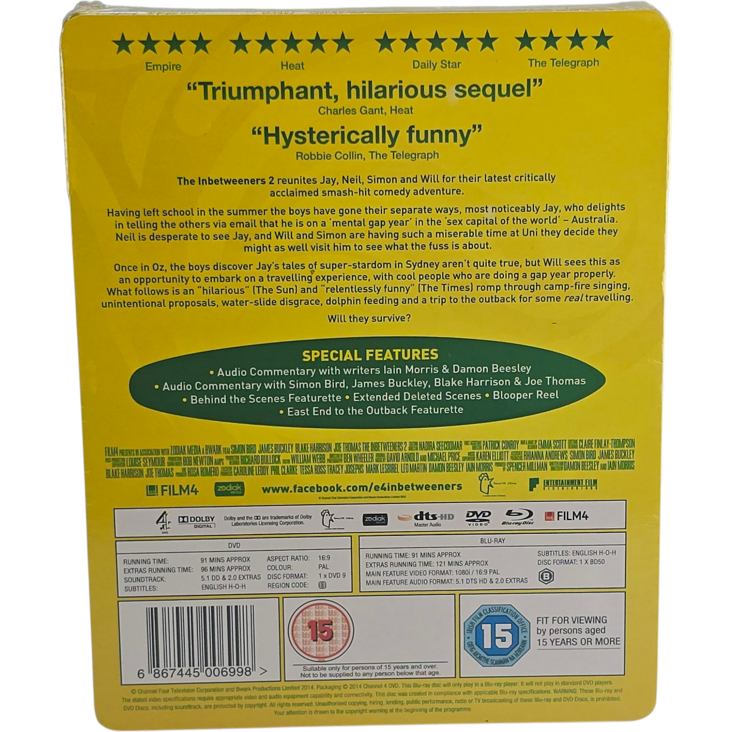The Inbetweeners 2 Blu-ray + DVD SteelBook Double Play Édition Limitée Region B