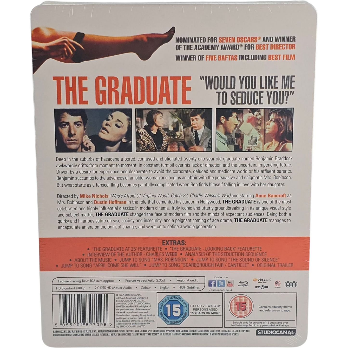 Le Diplômé Dustin Hoffman steelbook Blu-ray Zavvi Limité 2000 Ex 2014 Zone Libre