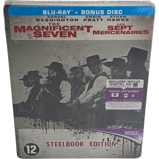 Les 7 mercenaires Blu-ray +Bonus SteelBook Denzel Washington,Chris Pratt,Zone B
