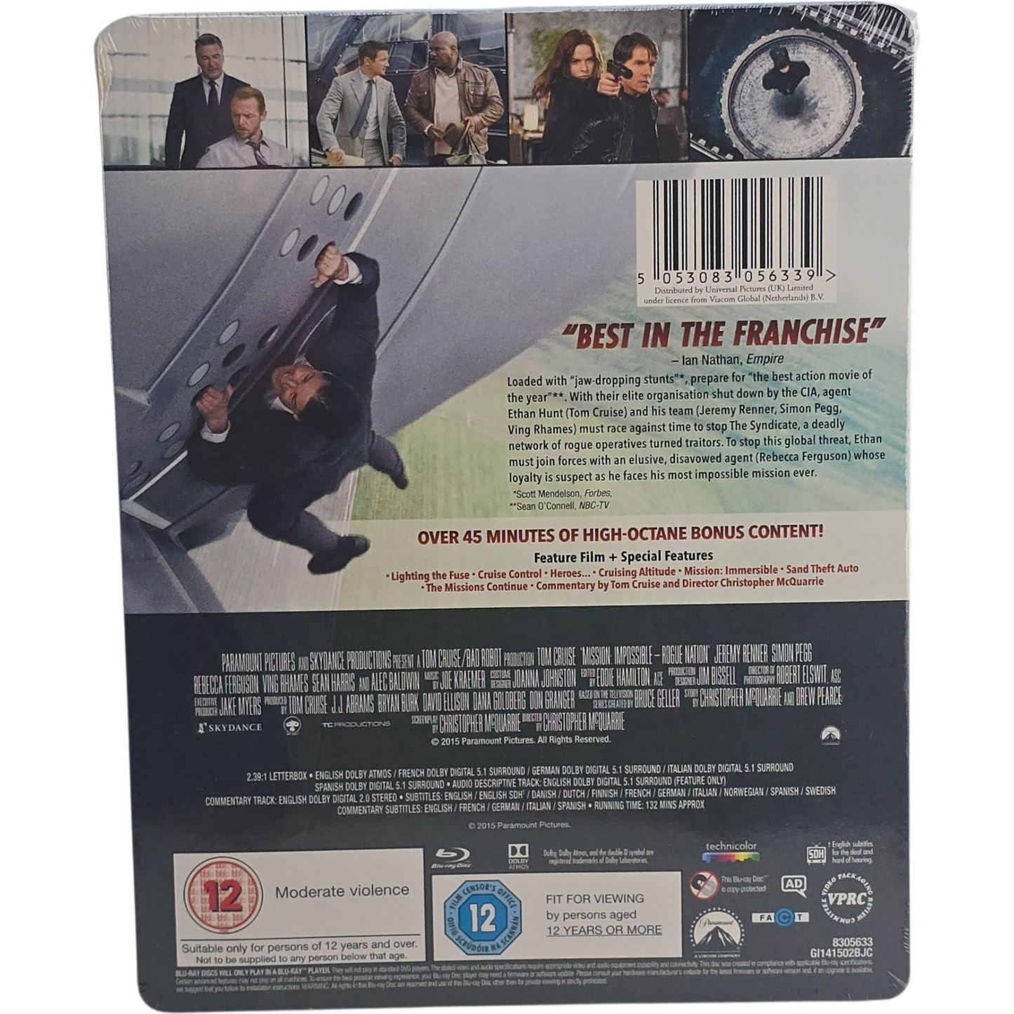 Mission Impossible Rogue Nation Blu-ray SteelBook Débossé Tom Cruise Zavvi Libre