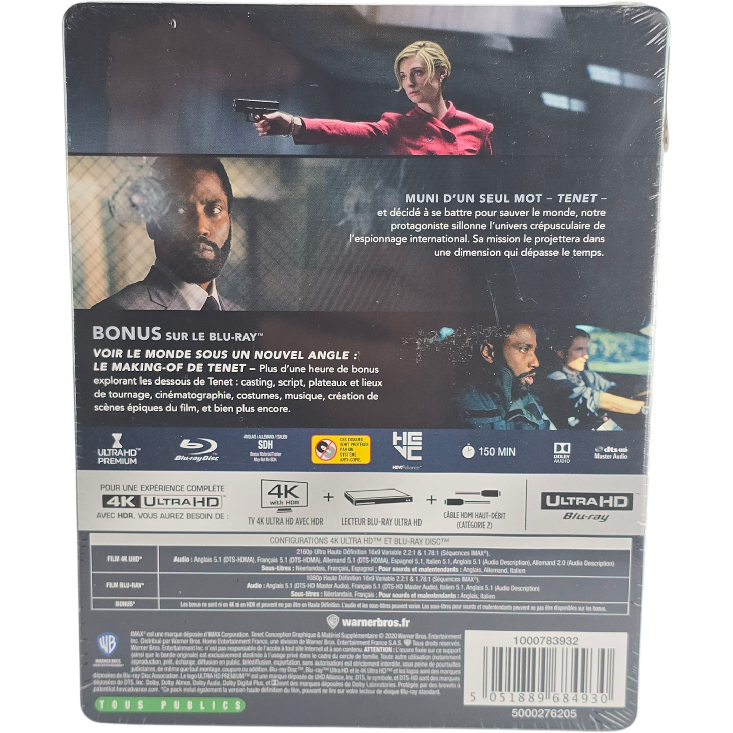 Tenet : 4K Ultra HD + Blu-ray + CD SteelBook Fnac Christopher Nolan 2020 Zone B