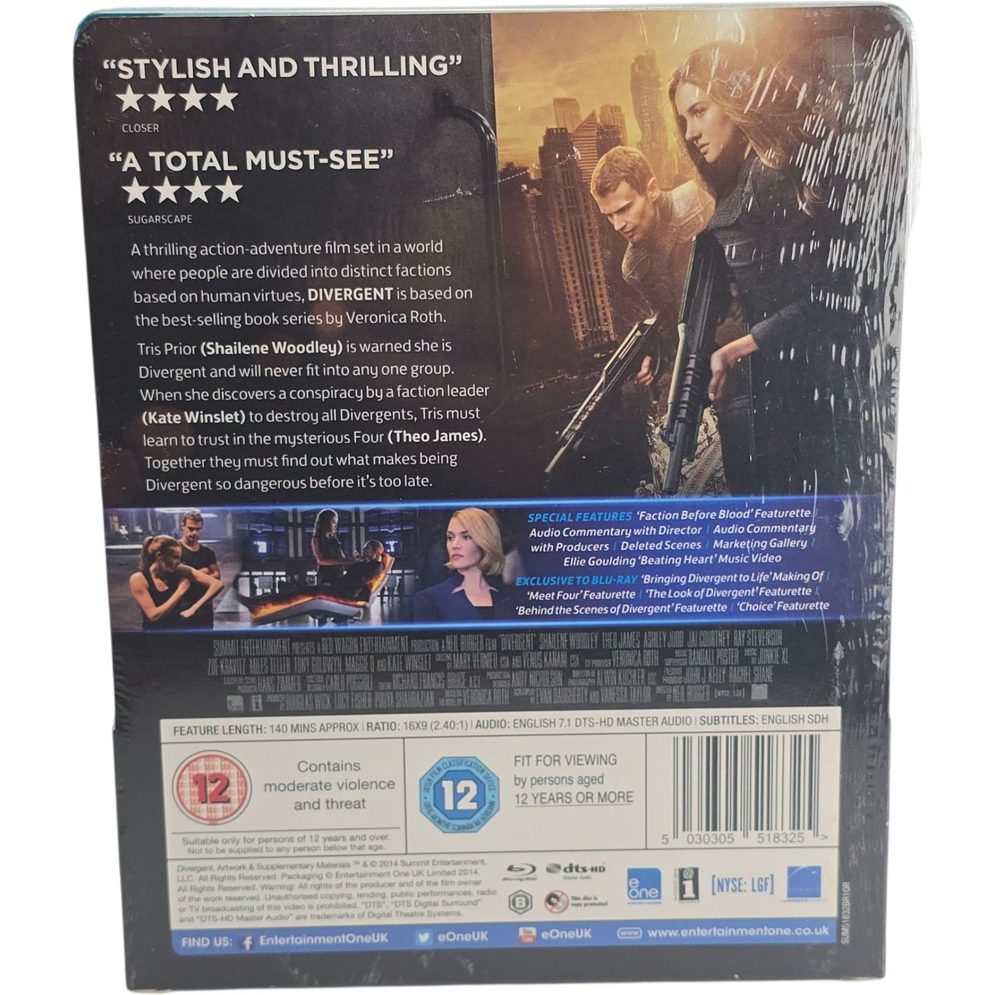 Divergent Blu-ray SteelBook Shailene Woodley Ashley Judd 2014 Region B