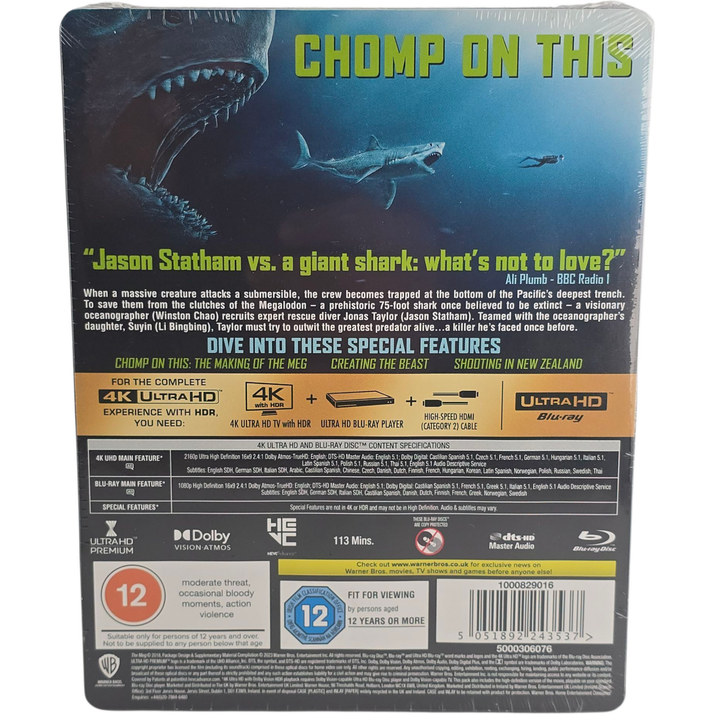 The Meg 4K Ultra HD + Blu-ray SteelBook Japanese Artwork Limitée Jason Statham B