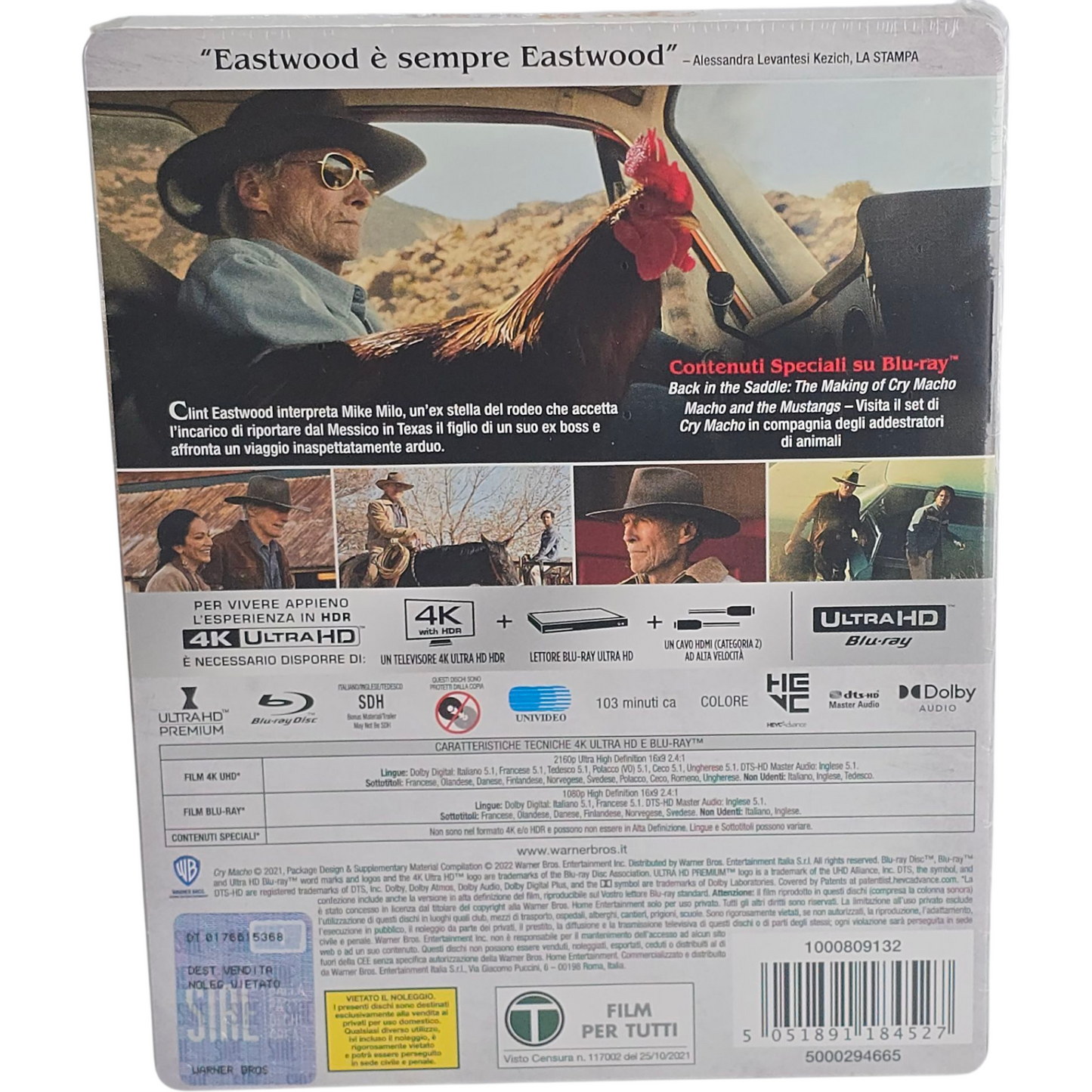 Cry Macho 4K Ultra HD +Blu-ray SteelBook Clint Eastwood Warner Bros.2022 Zone B