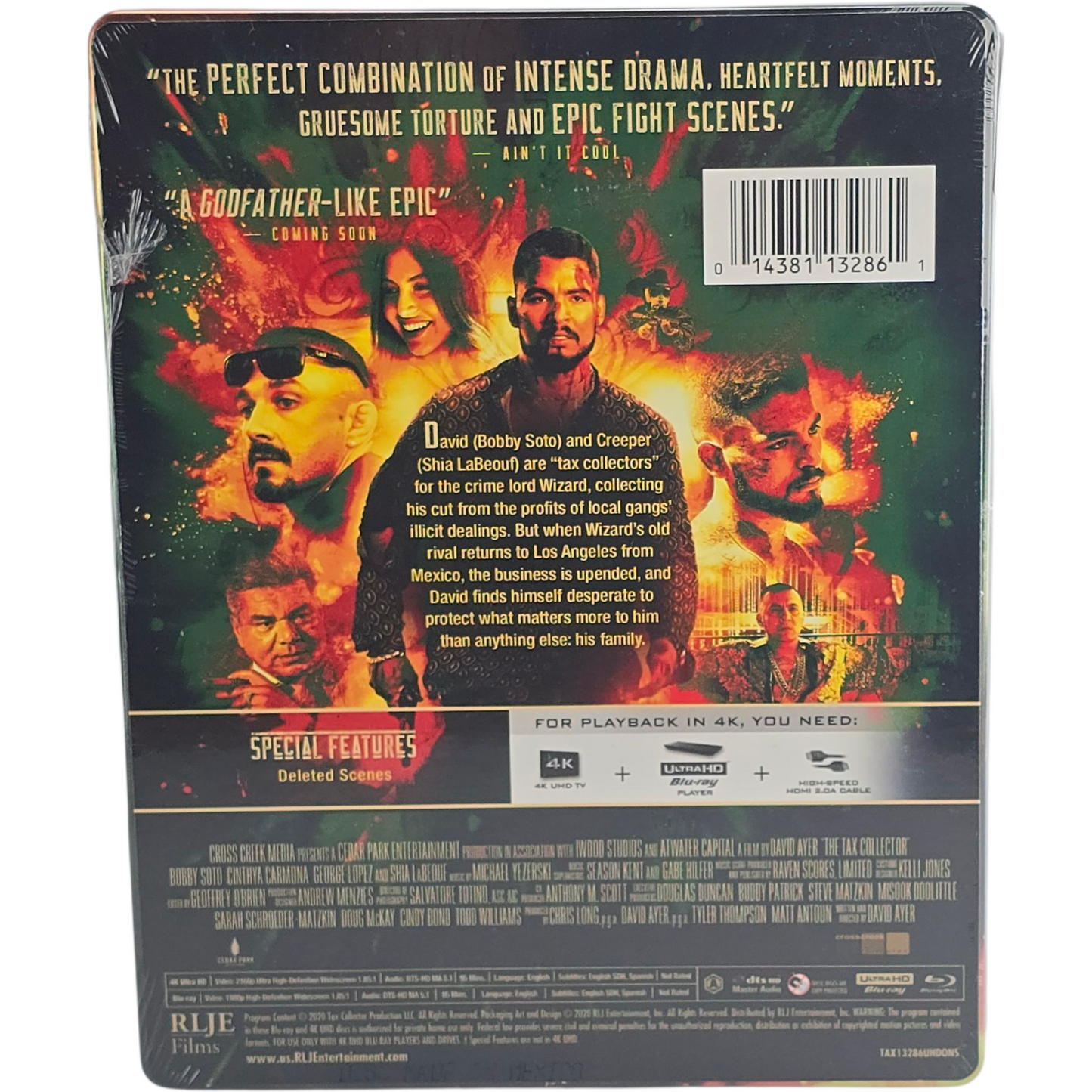 The Tax Collector 4K Ultra HD + Blu-ray SteelBook Shia LaBeouf 2020 Zone A
