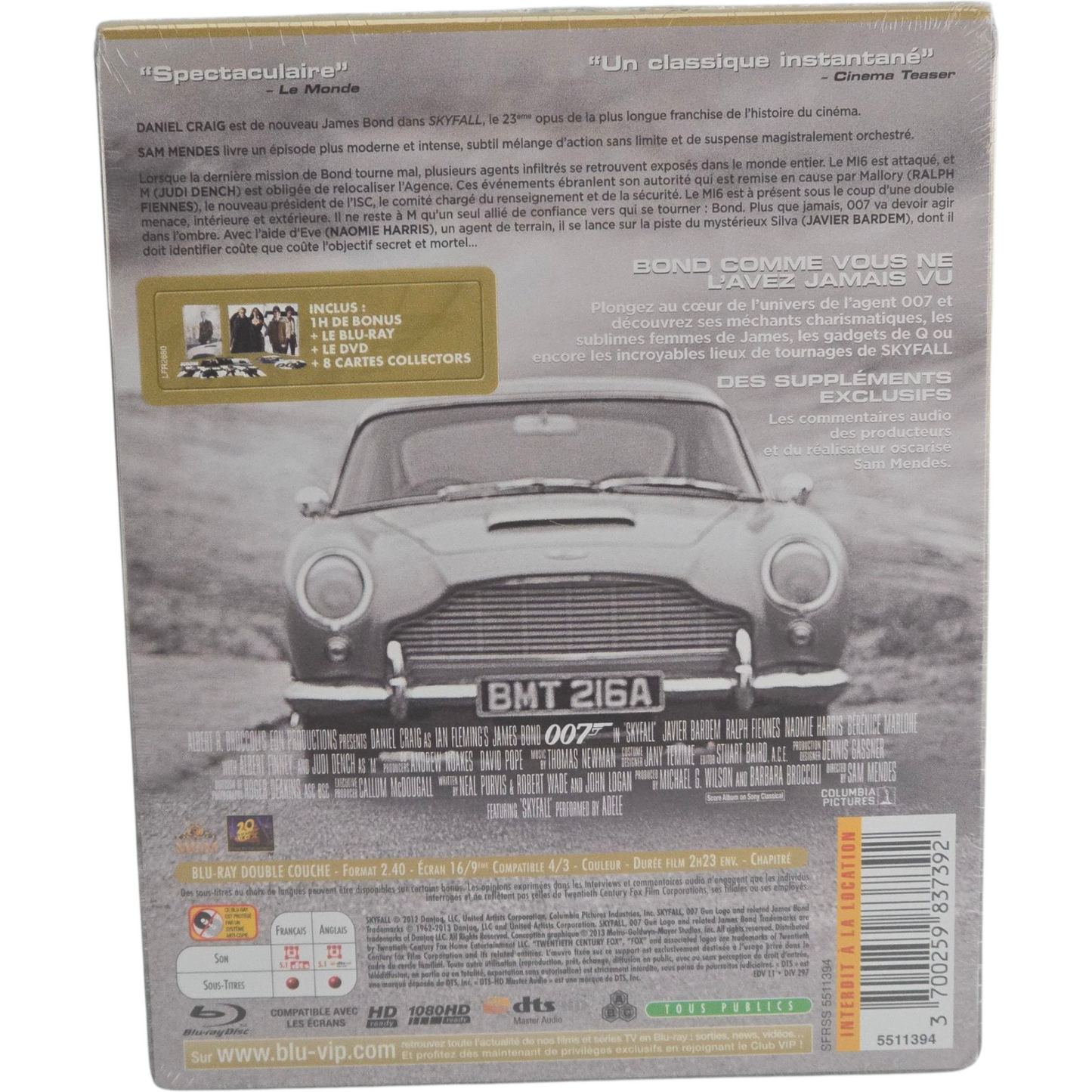 Skyfall Blu-ray + DVD SteelBook Limitée+8 cartes postales James Bond Zone Libre